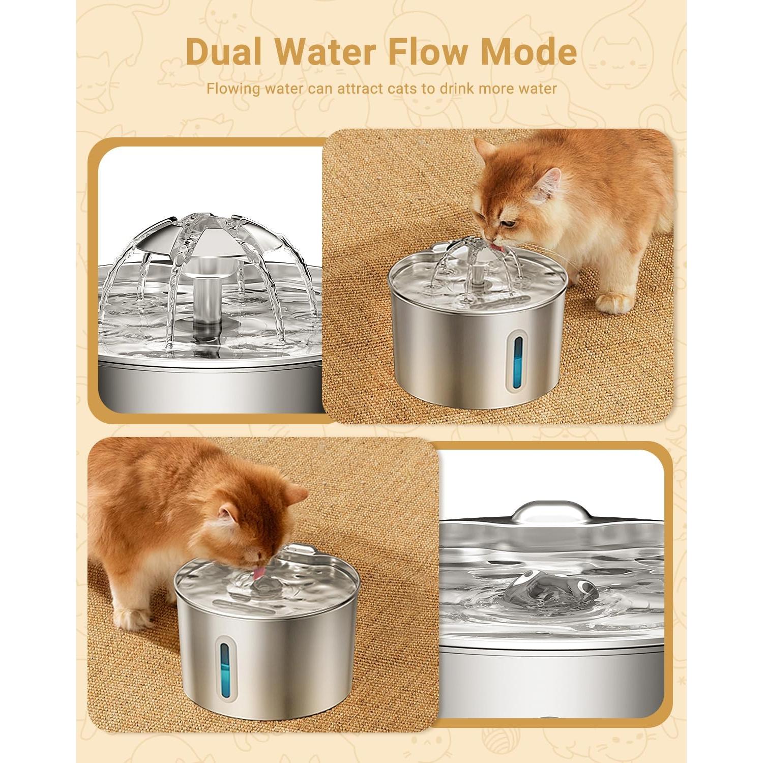 Fuente de Agua para Gatos BalimoPet 2.2L Acero Inoxidable Silenciosa