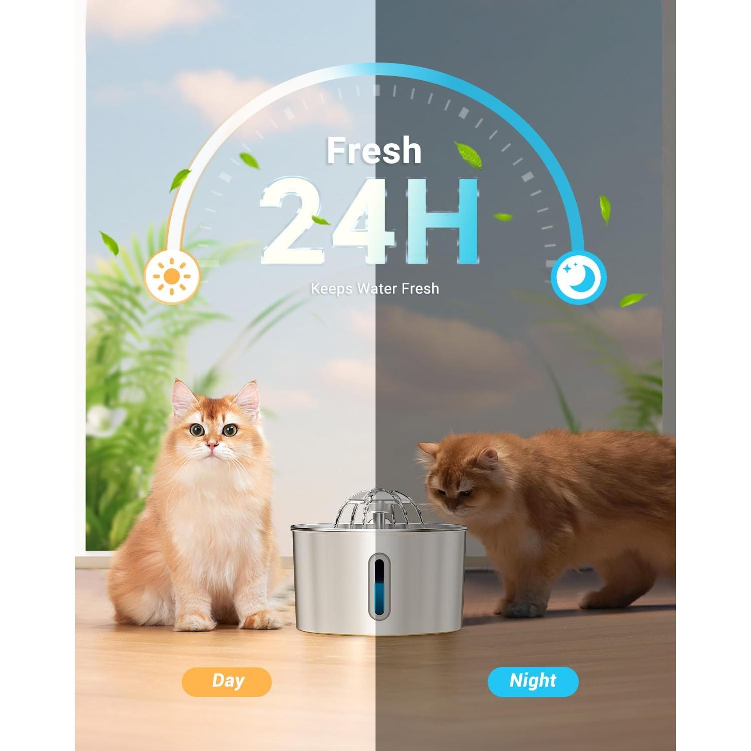 Fuente de Agua para Gatos BalimoPet 2.2L Acero Inoxidable Silenciosa