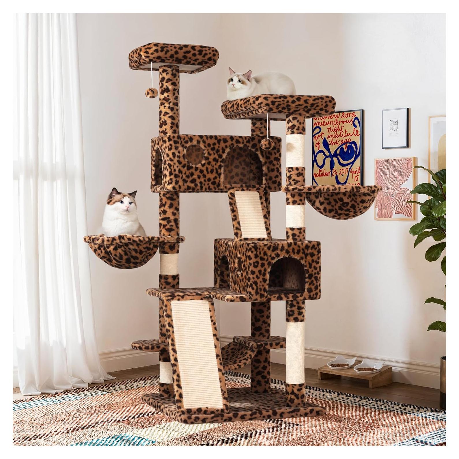 Torre para Gatos SHA CERLIN 167 cm Estampado Leopardo