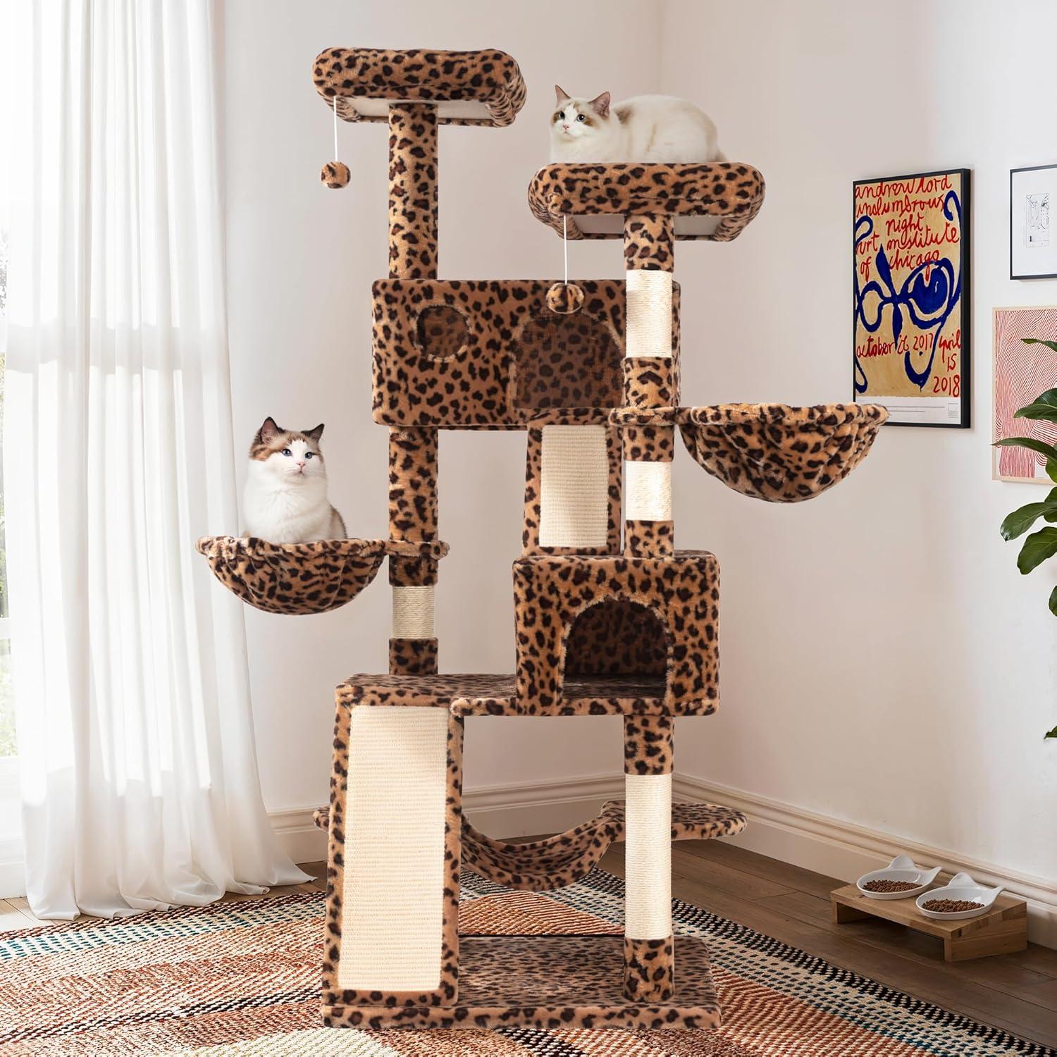 Torre para Gatos SHA CERLIN 167 cm Estampado Leopardo
