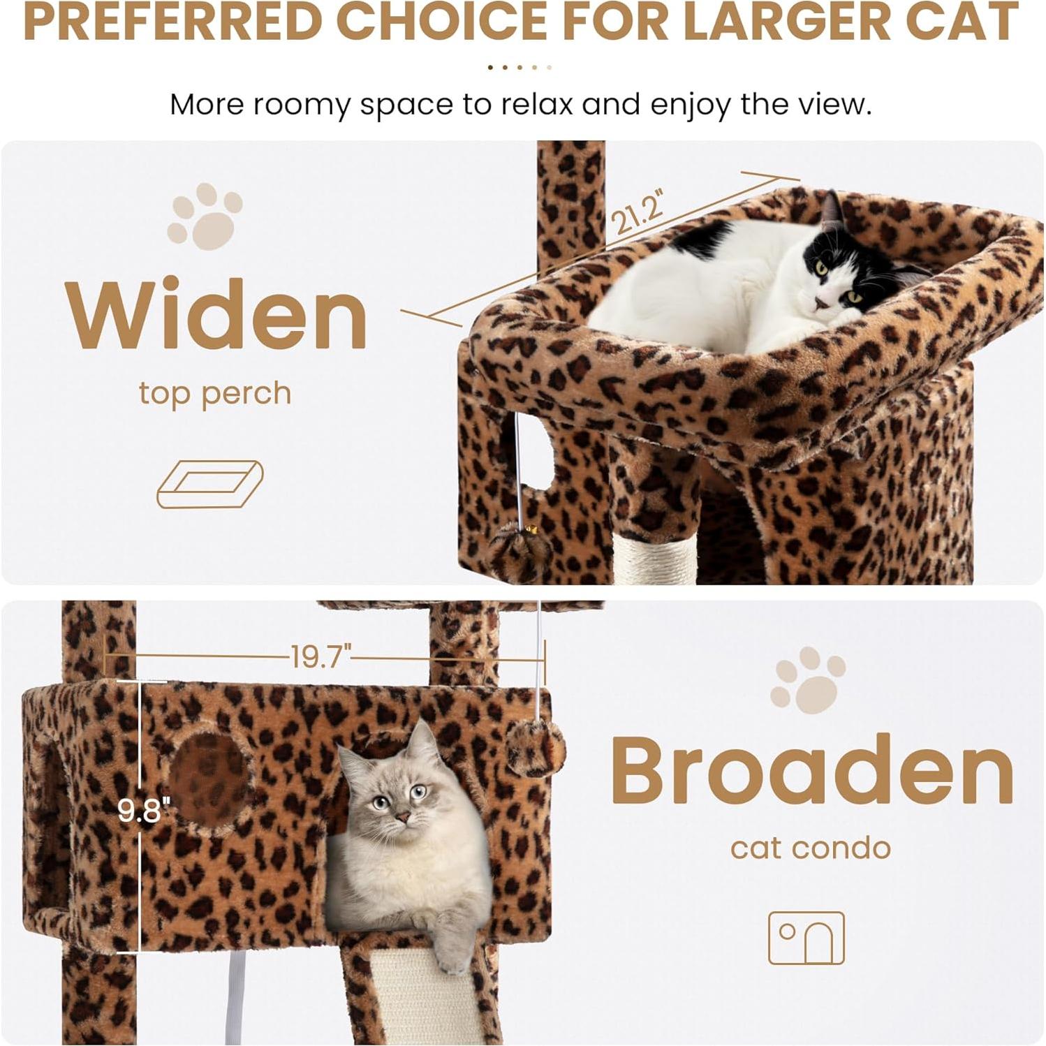 Torre para Gatos SHA CERLIN 167 cm Estampado Leopardo