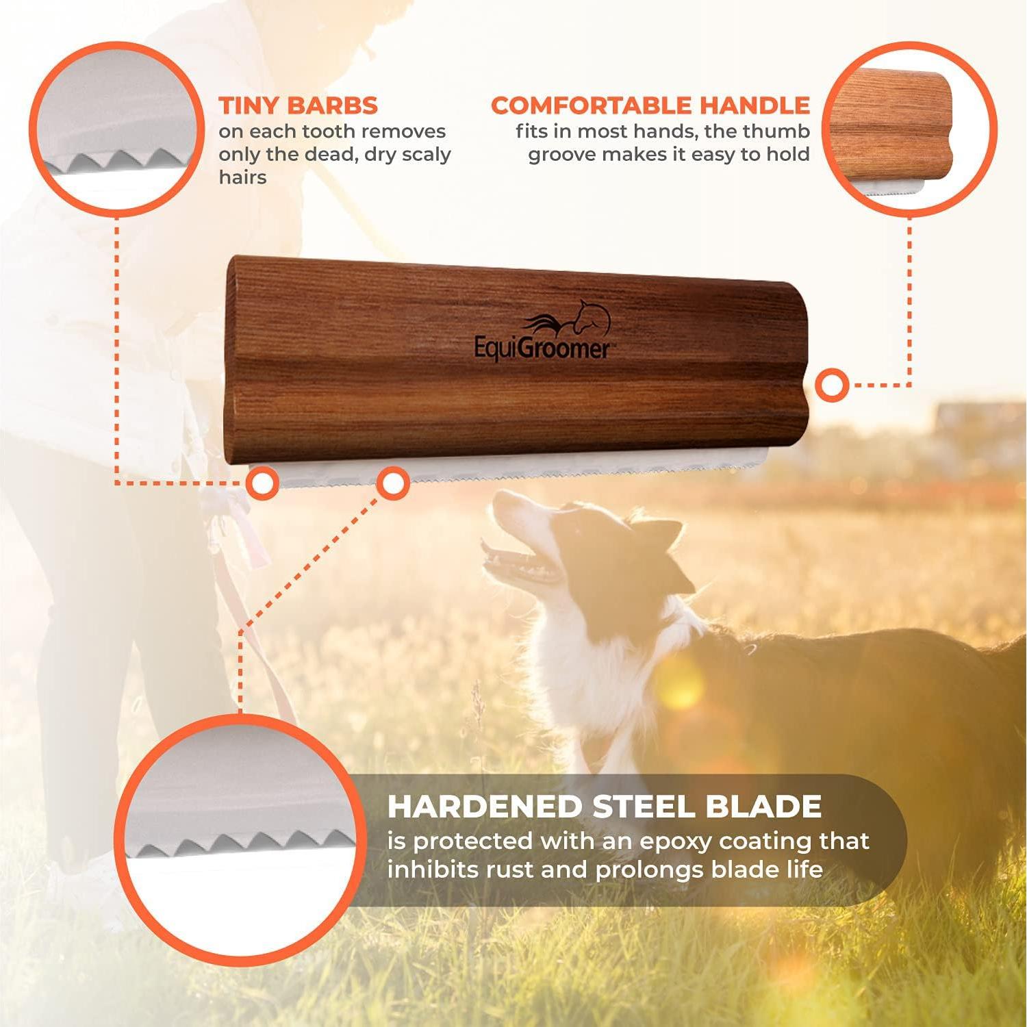 Cepillo Deshedding EquiGroomer para Perros y Gatos - Caoba