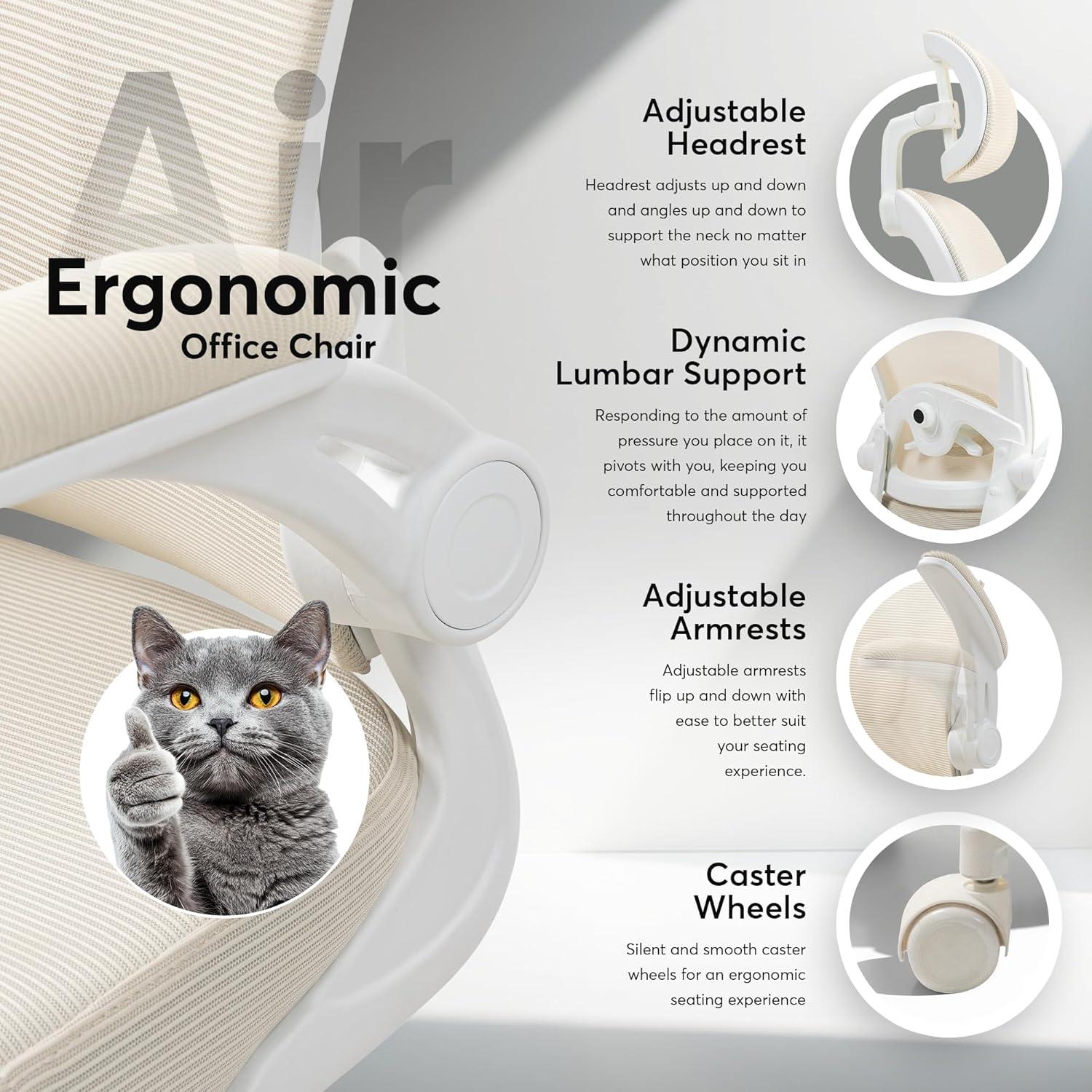 Silla de Oficina Ergonómica Oline ErgoAir - Soporte Lumbar Ajustable