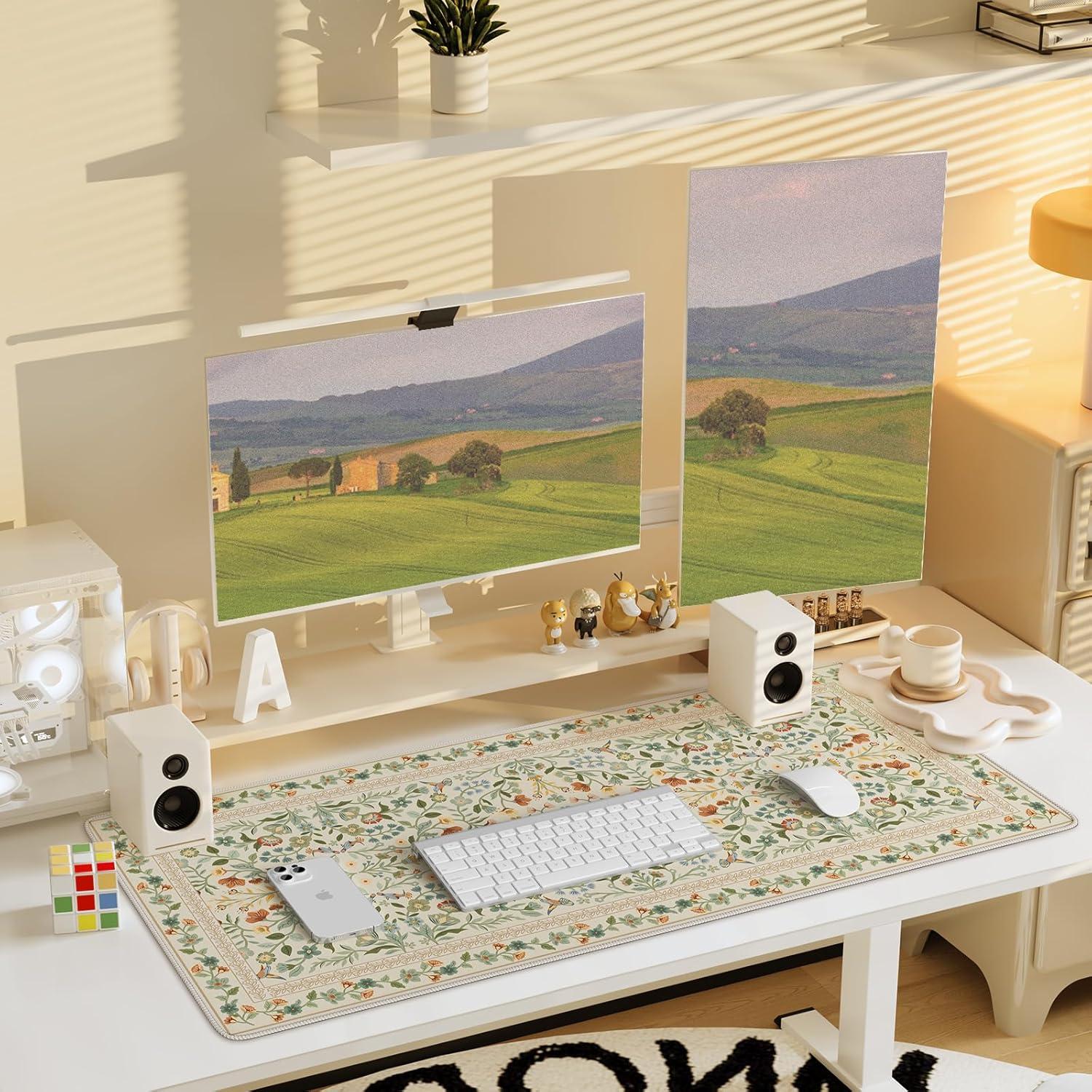 Alfombrilla de Escritorio Grande iCasso Beige 90x40 cm Antideslizante