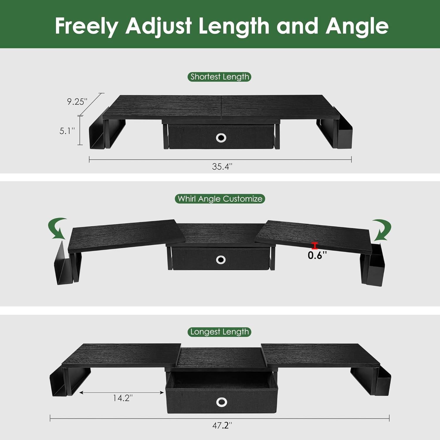 Soporte Doble para Monitor con Cajón y Pierna de Metal 119.9 cm