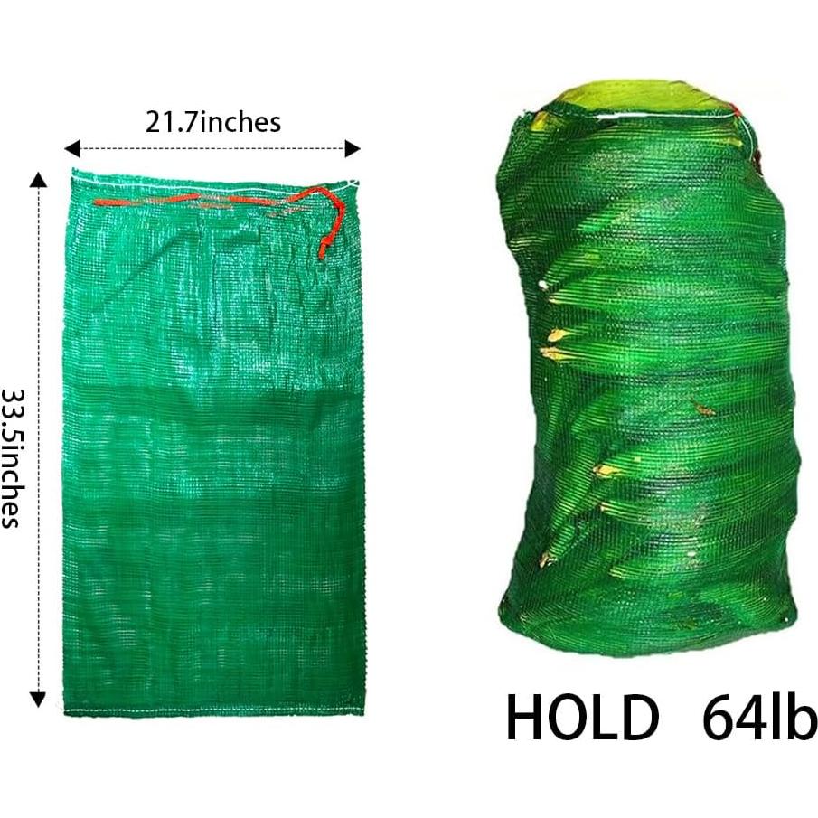 10 Bolsas de Malla Reutilizables Verde 53x85 cm Soportan 29 kg