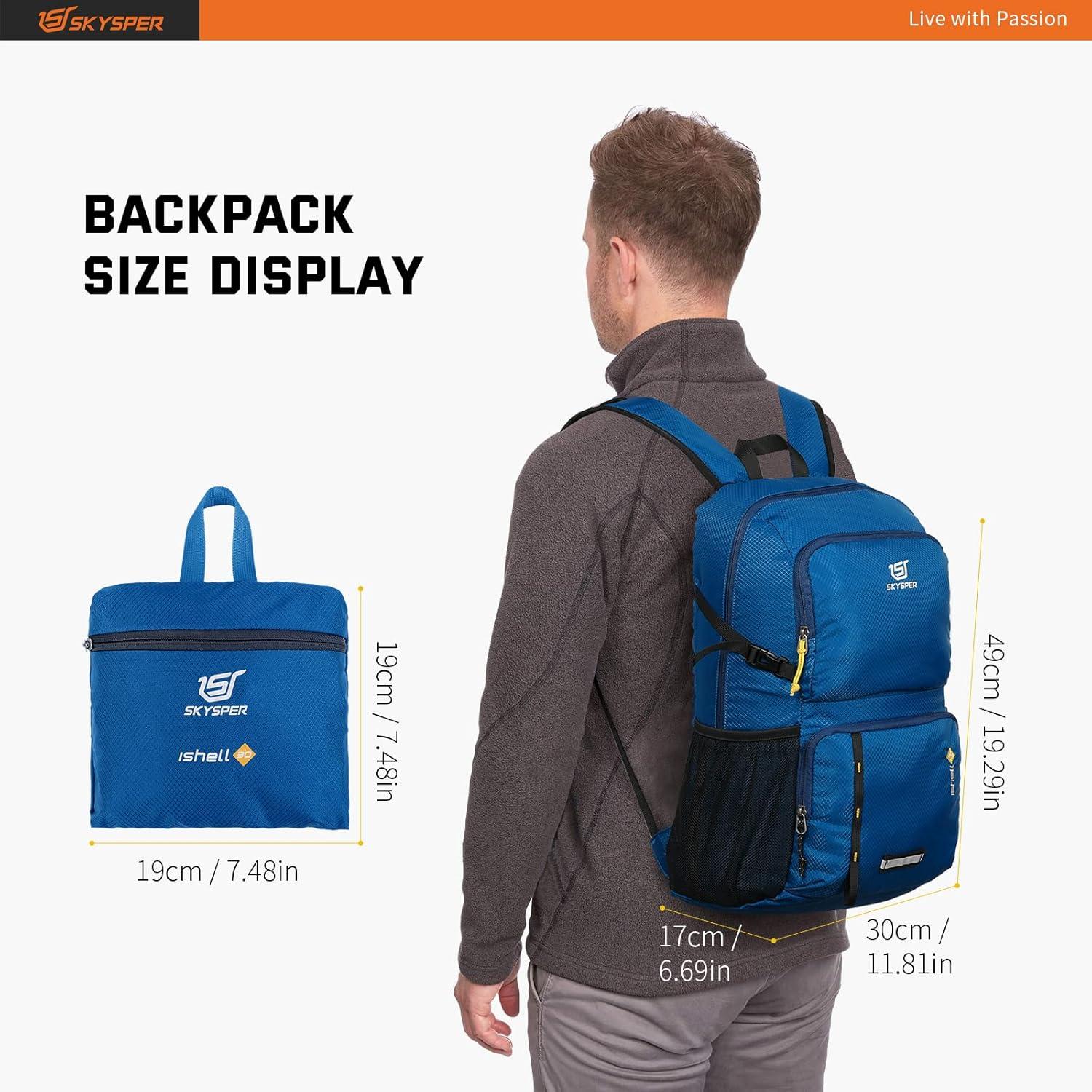 Mochila Plegable Ligera SKYSPER ISHELL30 30L Azul