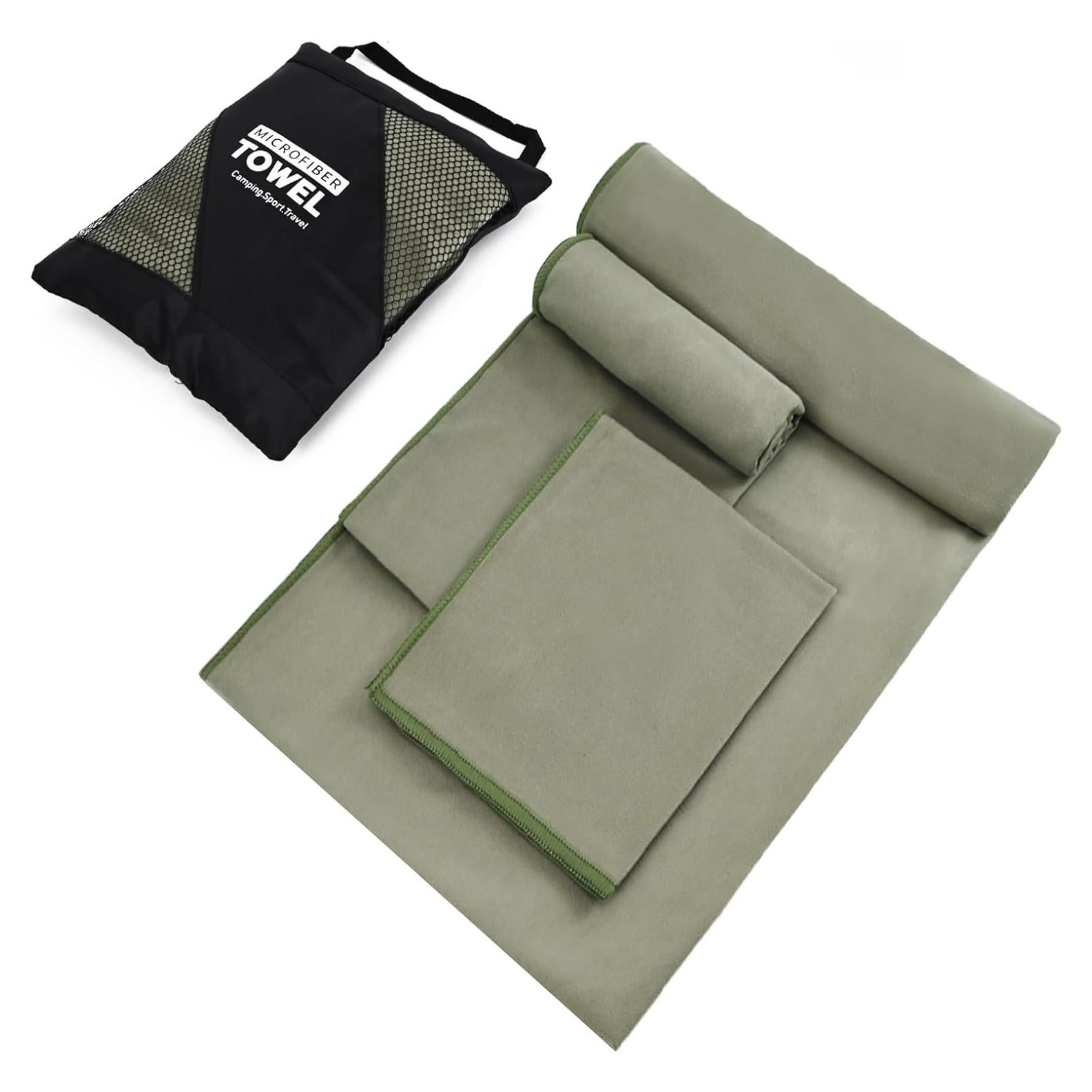 Toalla de Camping Vnoss 3 Tamaños Microfibra Verde Militar