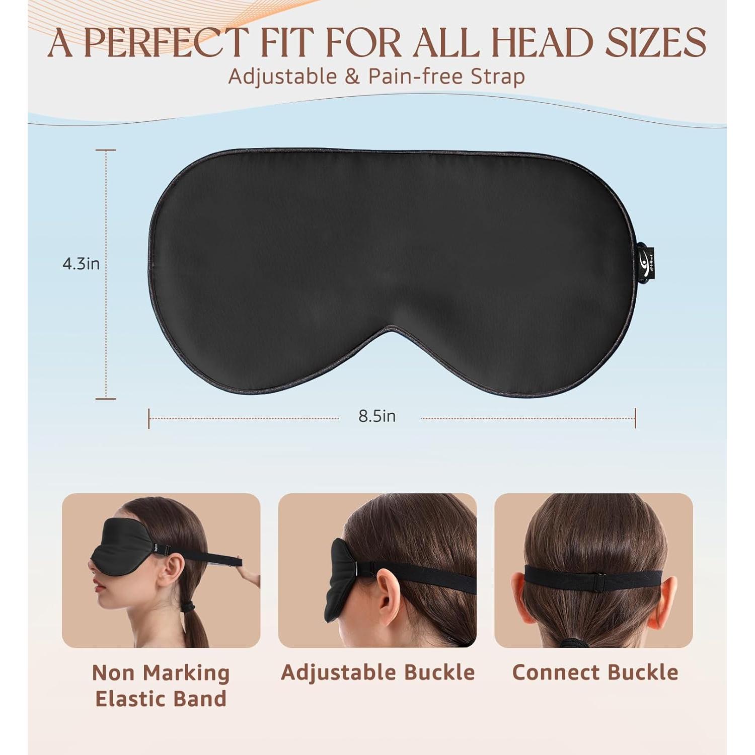 Máscara de Sueño de Seda HiRui Negra 100% Morera Doble Cara