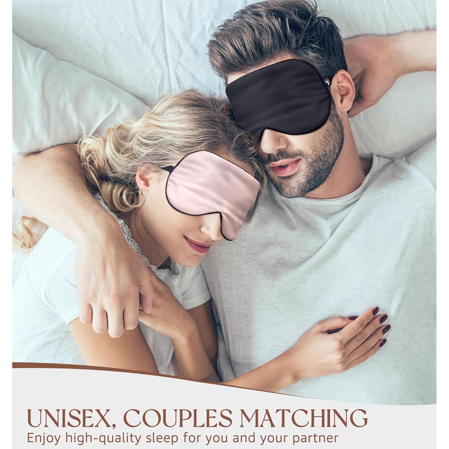 Máscara de Sueño de Seda HiRui Negra 100% Morera Doble Cara