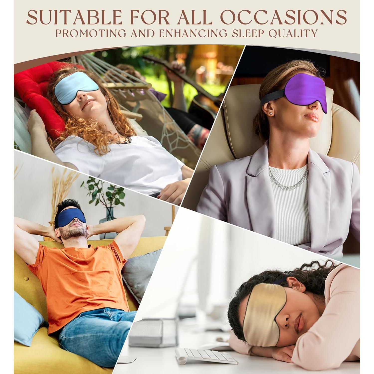 Máscara de Sueño de Seda HiRui Negra 100% Morera Doble Cara