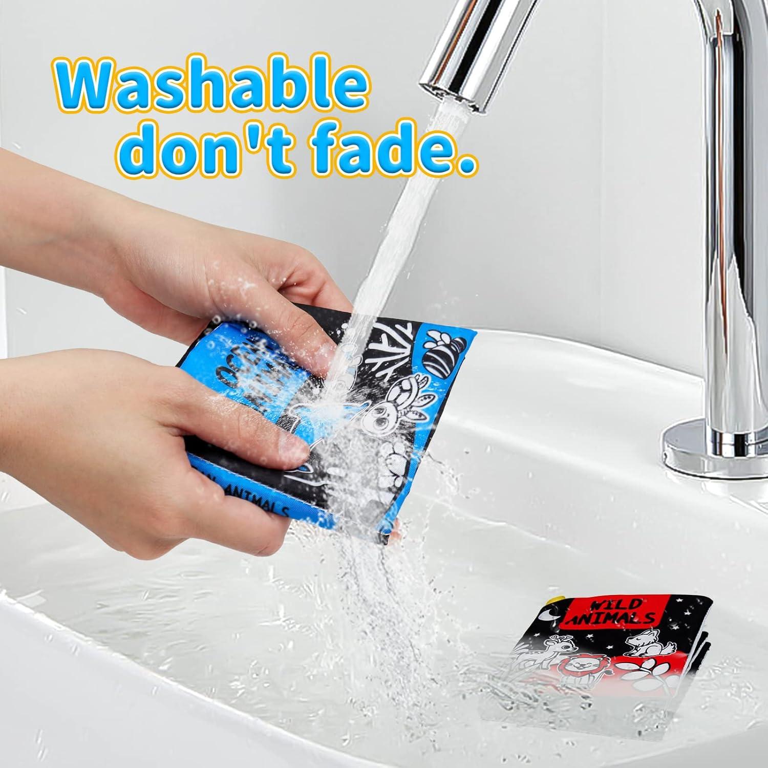 Libros Suaves para Bebés OKOOKO 12PCS Blanco y Negro Lavables