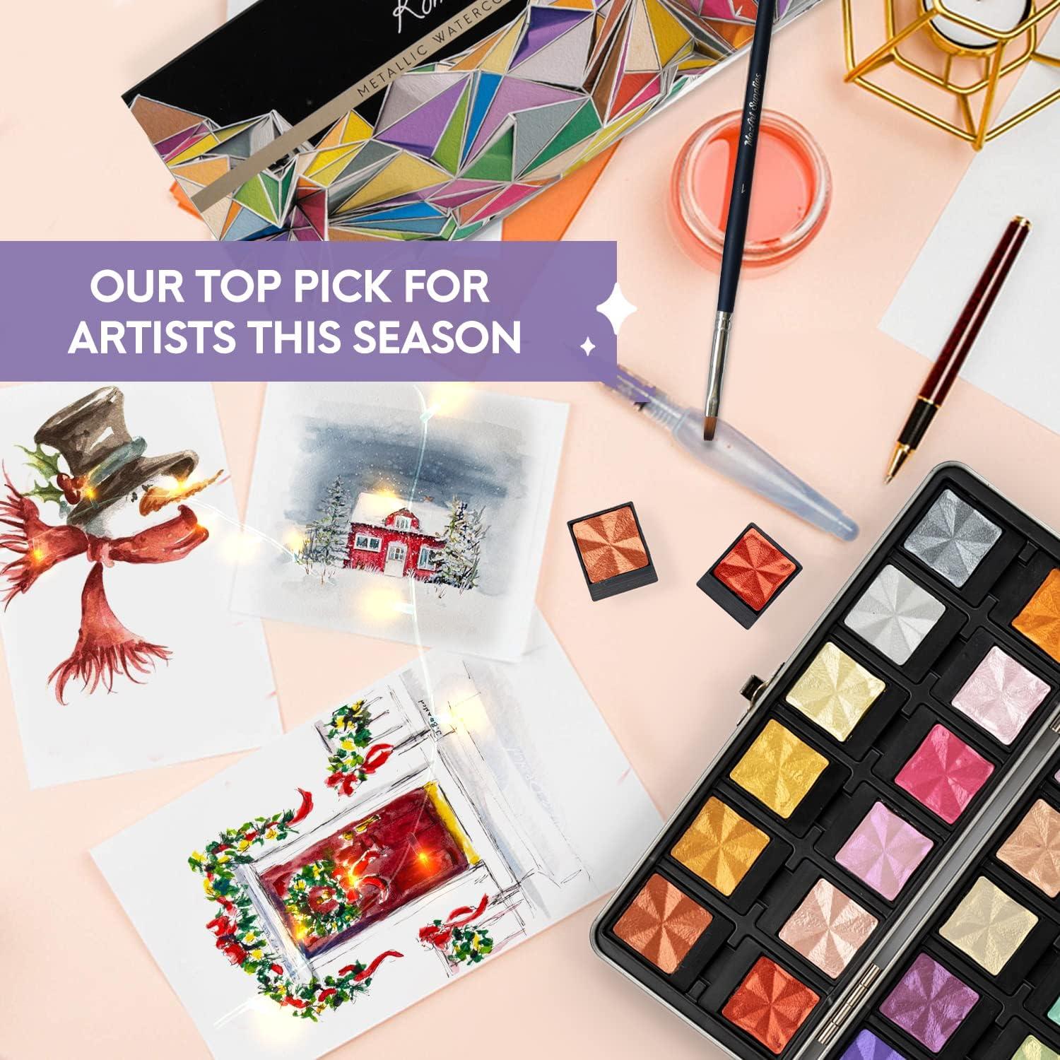 Juego de Acuarelas Metálicas Profesionales MozArt 24 Colores