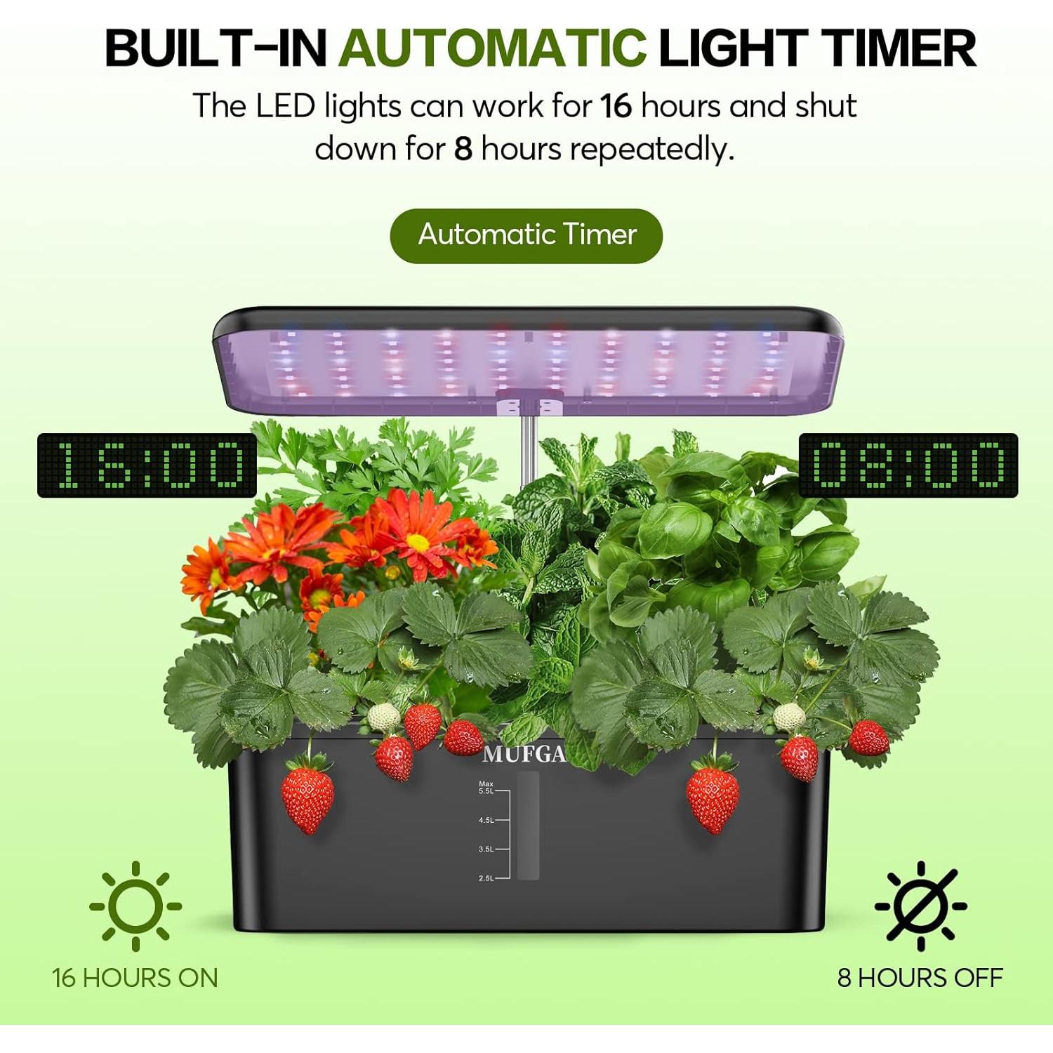 Sistema de Cultivo Hidropónico MUFGA 12 Cápsulas con Luz LED