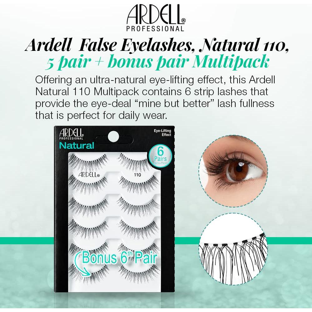 Pestañas Postizas Ardell Natural 110 - 6 Pares Reutilizables