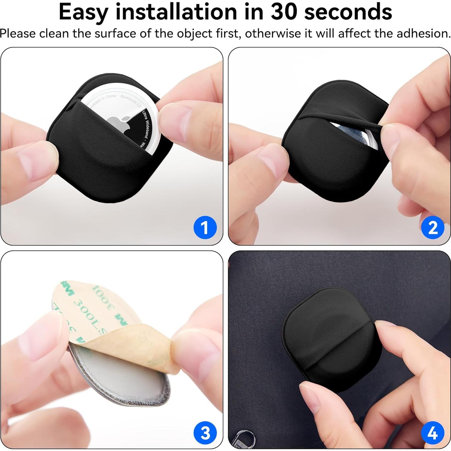 Paquete de 2 Soportes Adhesivos para Airtag DDJ - Funda Negra