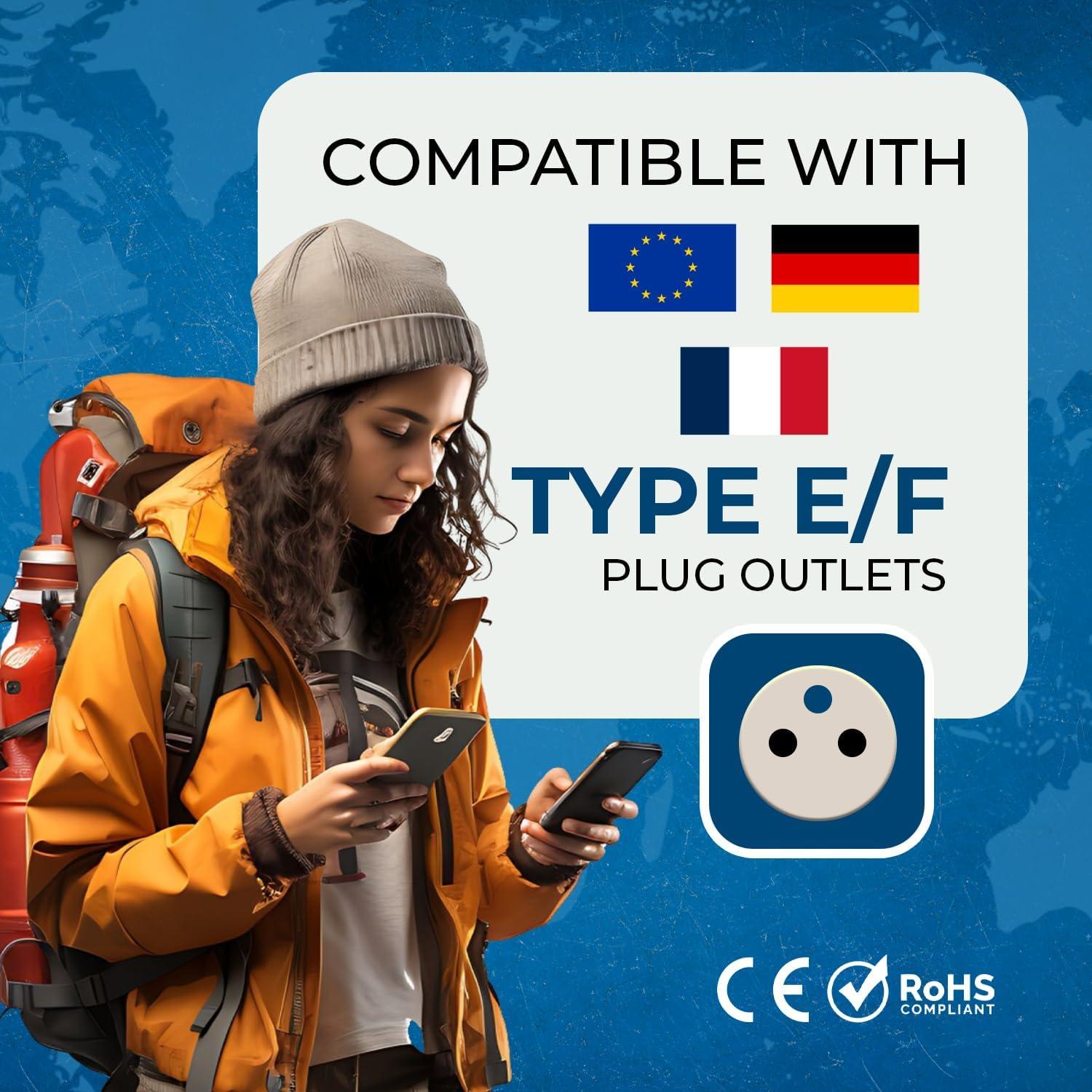 Adaptador de Enchufe Universal OREI Tipo E/F - 2 Entradas