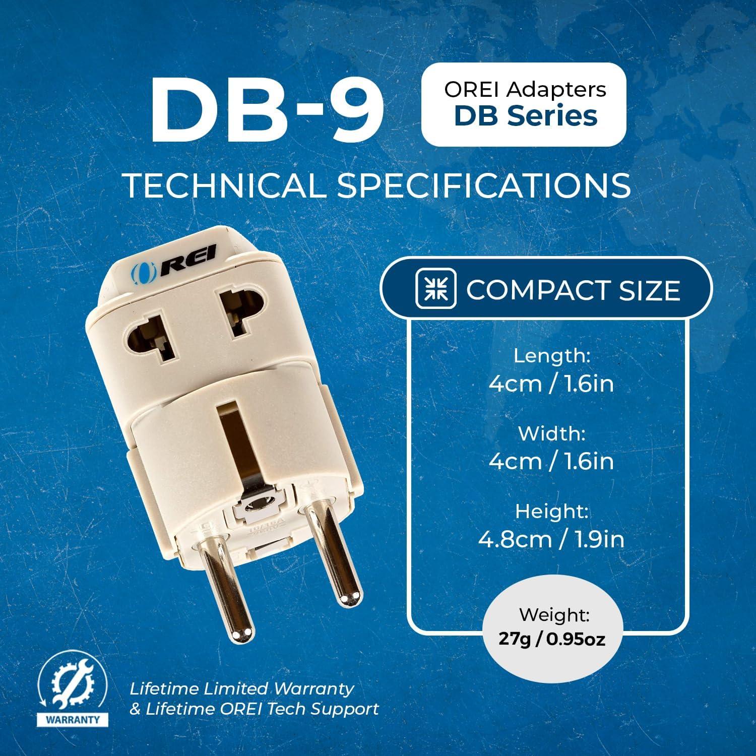 Adaptador de Enchufe Universal OREI Tipo E/F - 2 Entradas