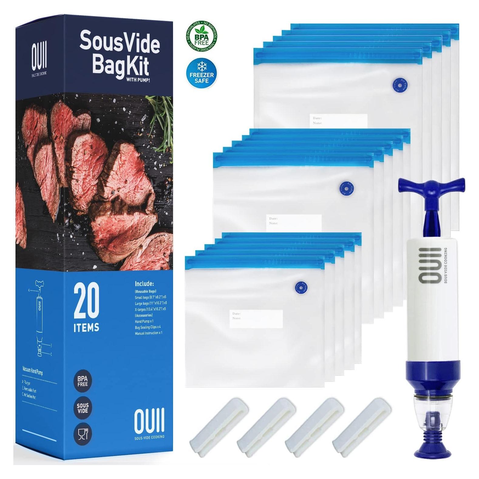 Bolsas Sous Vide OUII - Kit de 20 Piezas Reutilizables