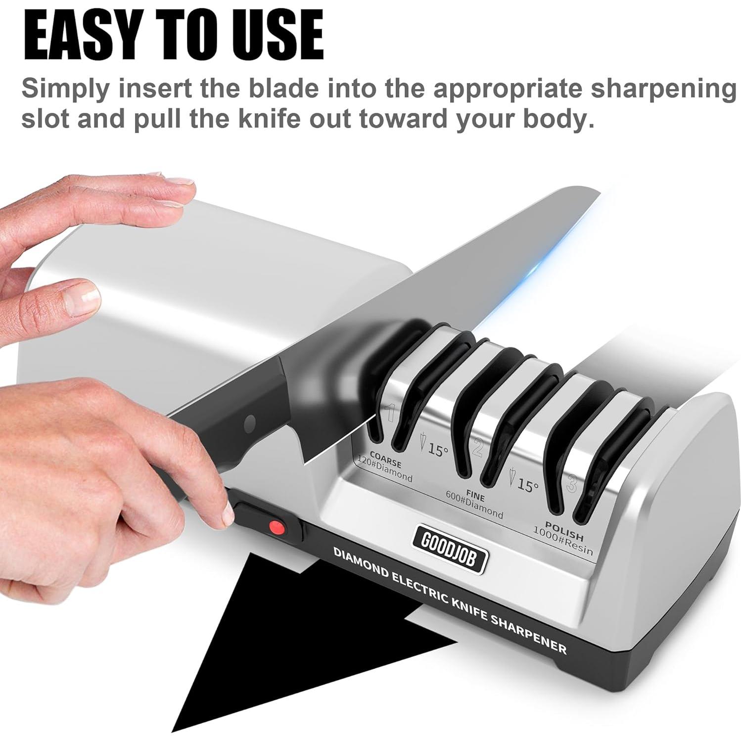 Afilador de cuchillos eléctrico Goodjob 3 etapas diamante 1.12kg