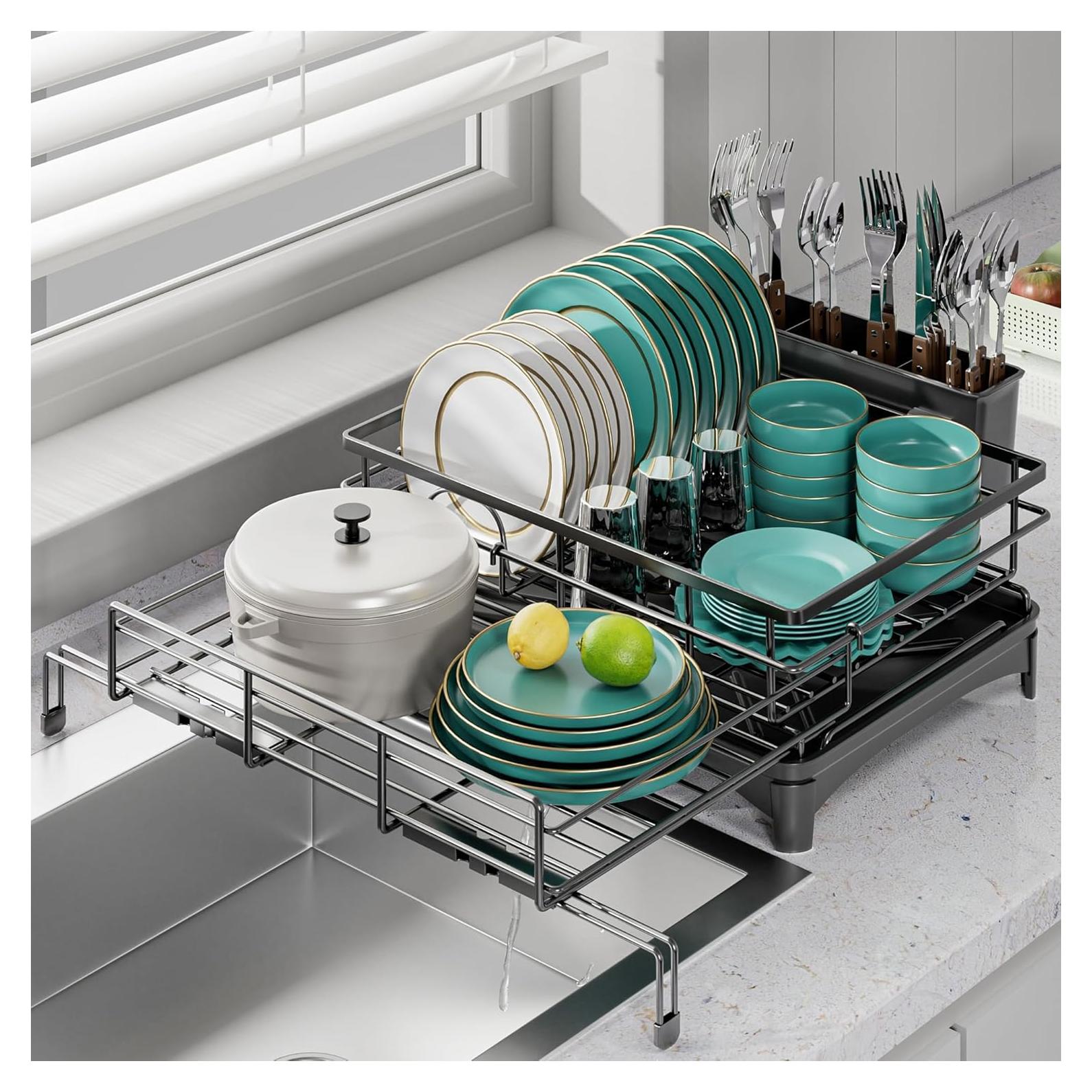 Escurridor de Platos Grande SILUB Negro Expandible 40.6-62 cm