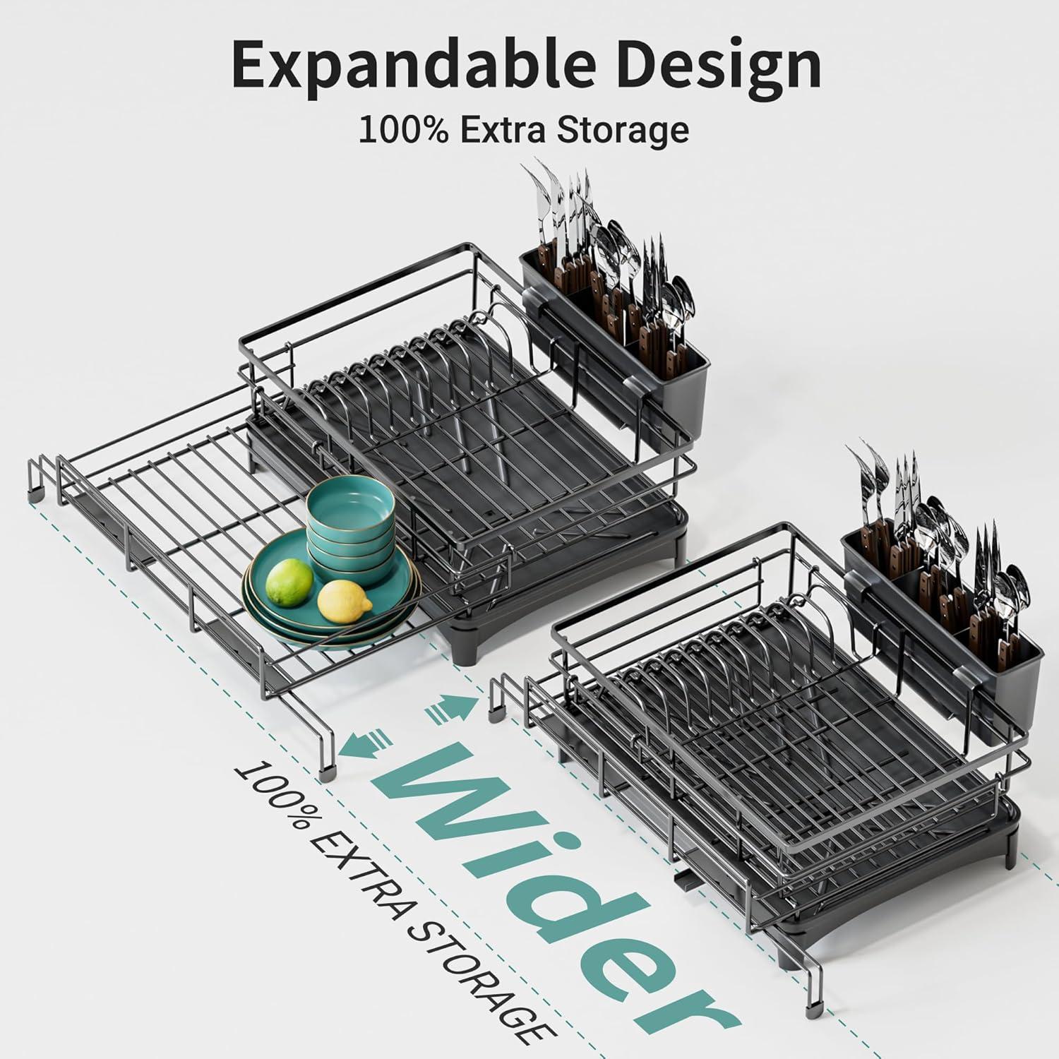 Escurridor de Platos Grande SILUB Negro Expandible 40.6-62 cm
