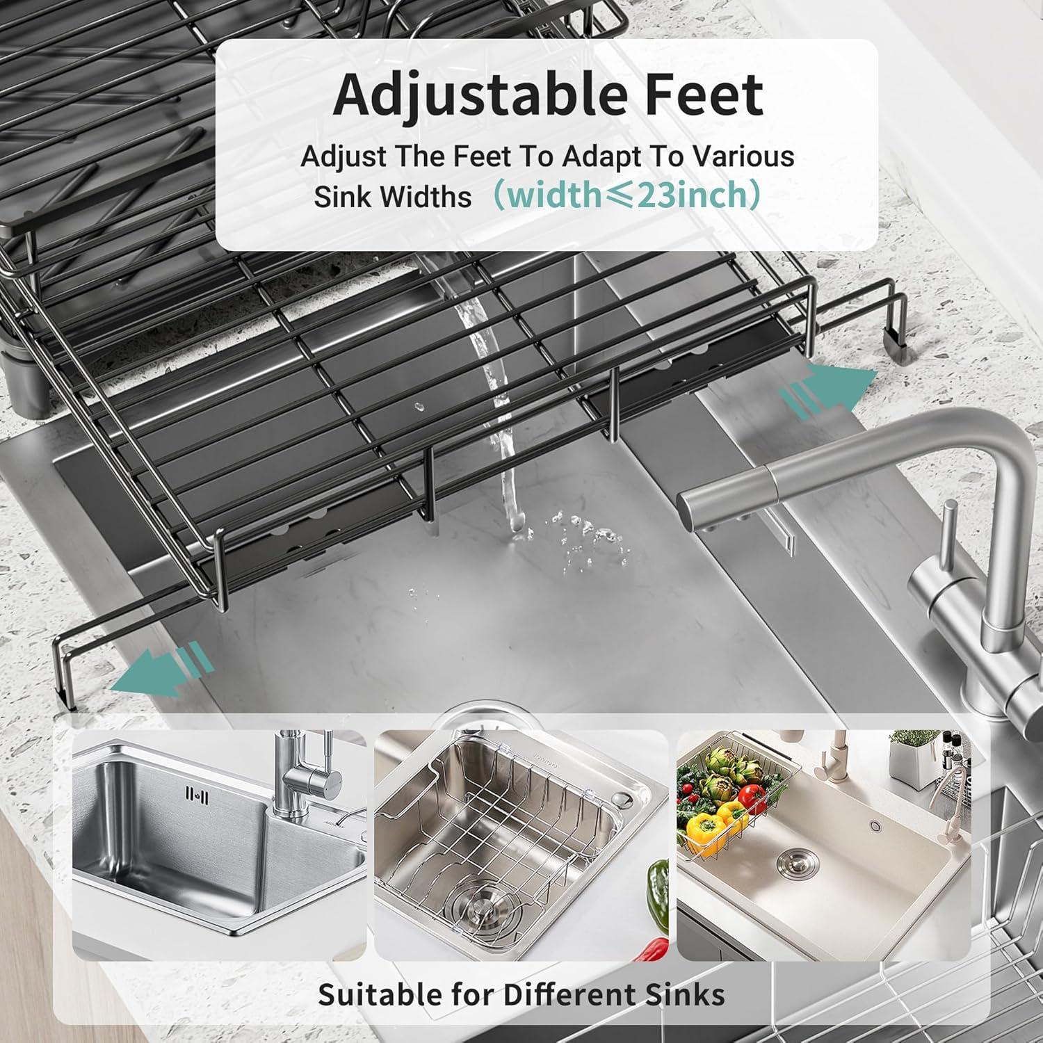 Escurridor de Platos Grande SILUB Negro Expandible 40.6-62 cm