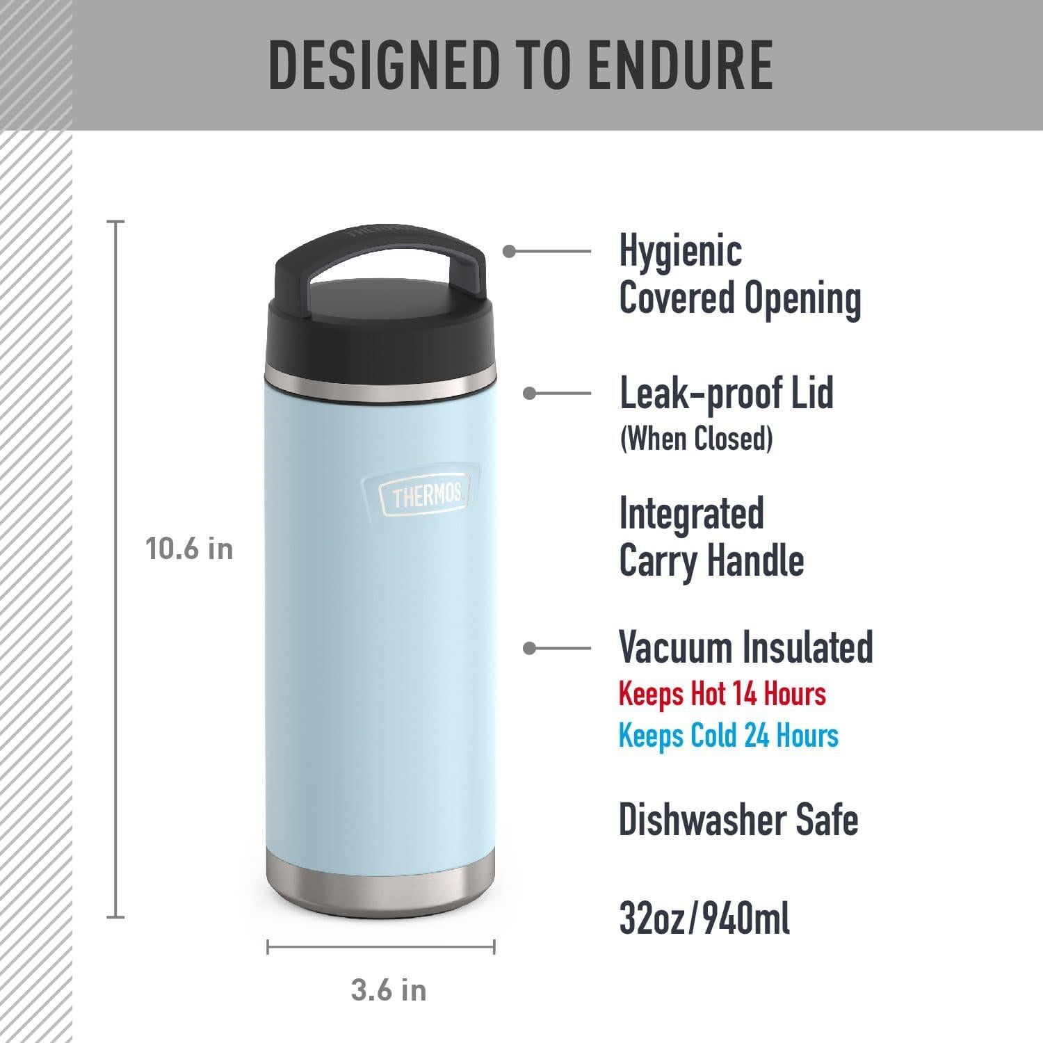 Botella de Agua Acero Inoxidable Thermos 32 Oz Aislamiento