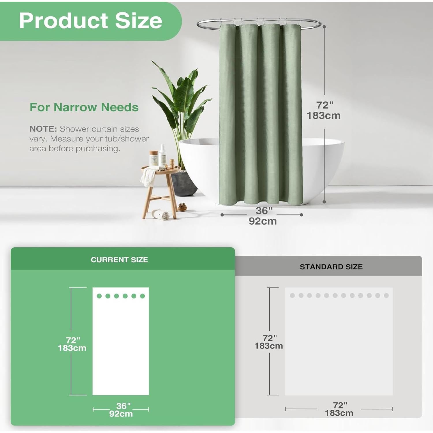 Cortina de Ducha Waffle Verde Salvia Dynamene 91x183 cm