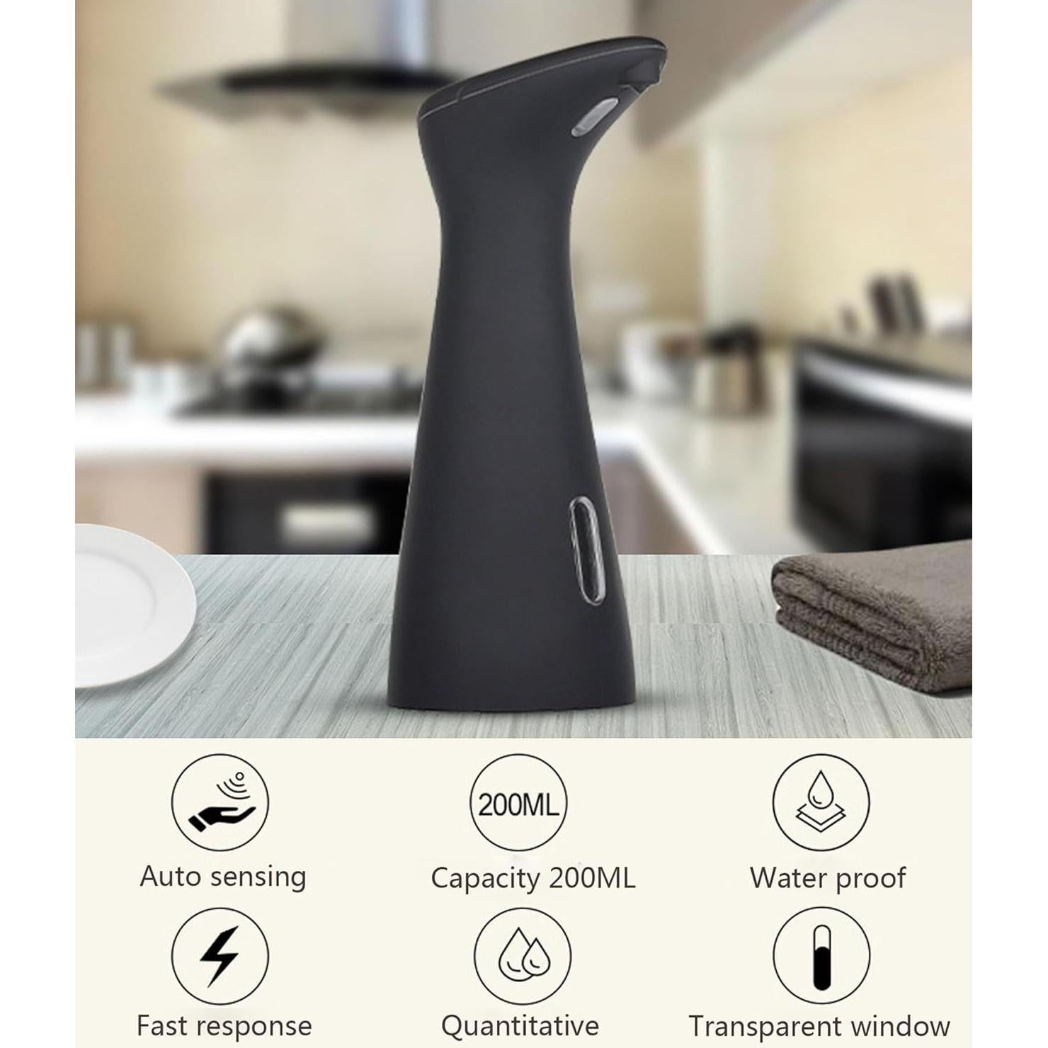 Dispensador de Jabón Automático KIAWON IPX6 200ml Negro