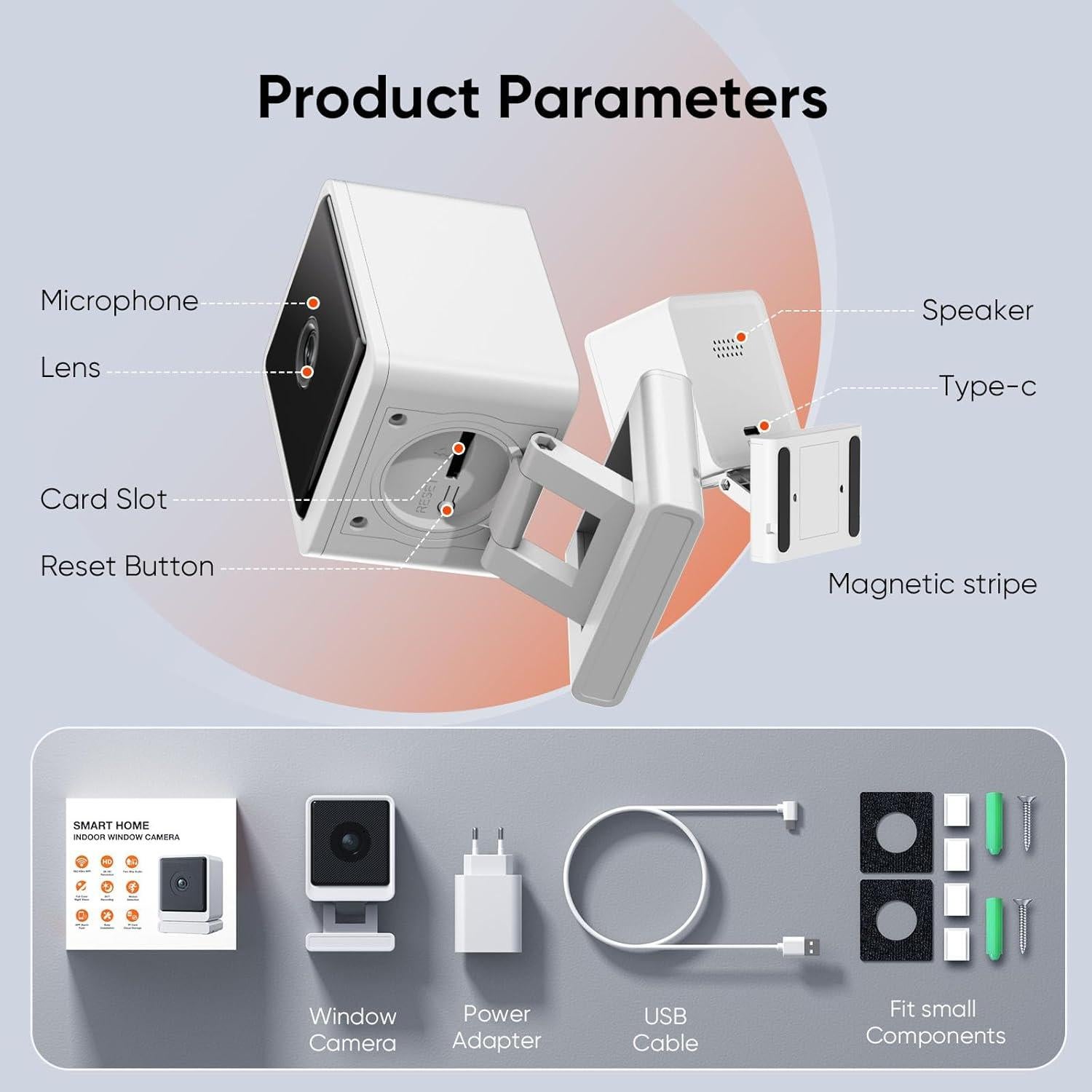 Cámara de Ventana GIVZECK 2K WiFi Inalámbrica con Visión Nocturna
