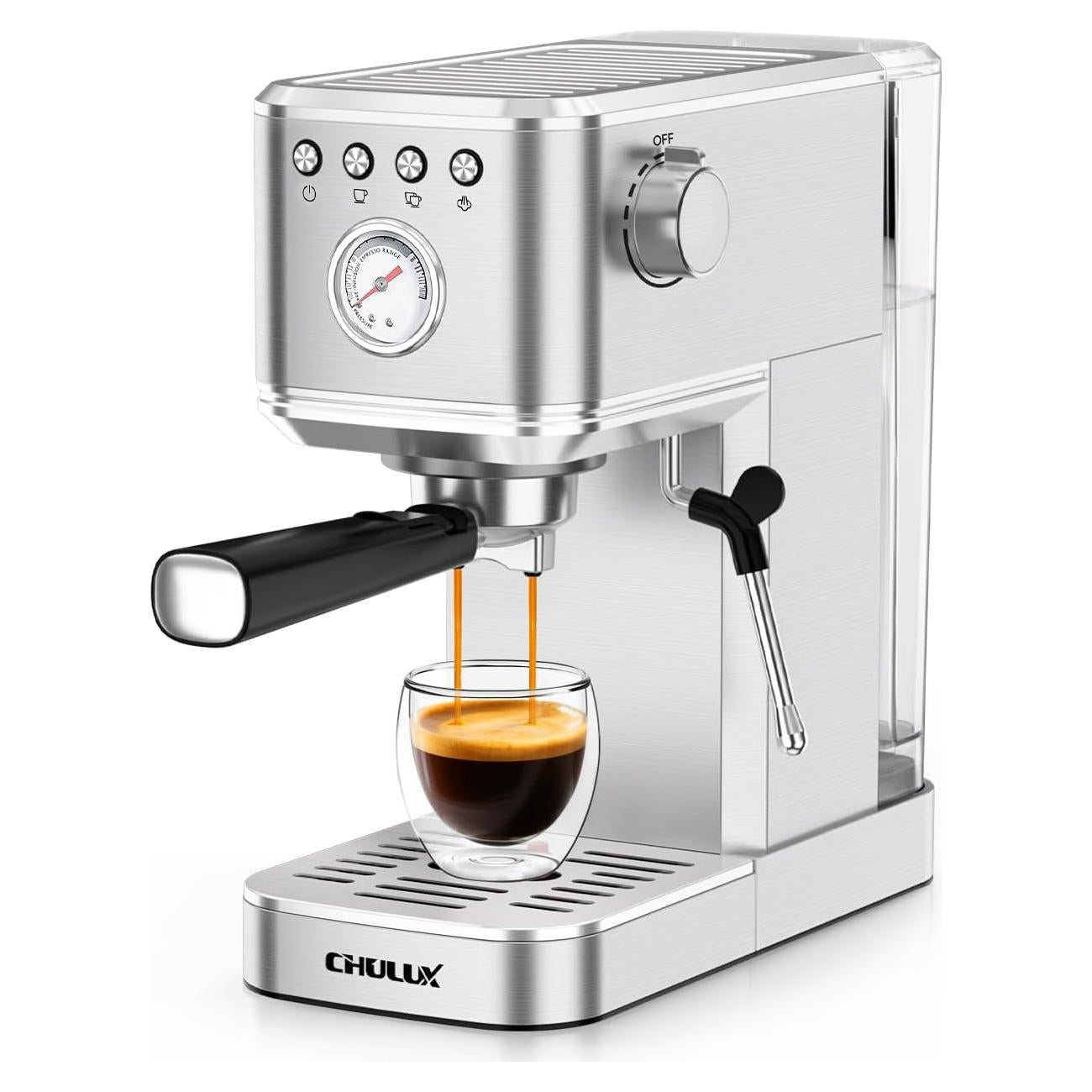 Máquina de Espresso Semi Automática CHULUX 20 Bar Acero Inoxidable