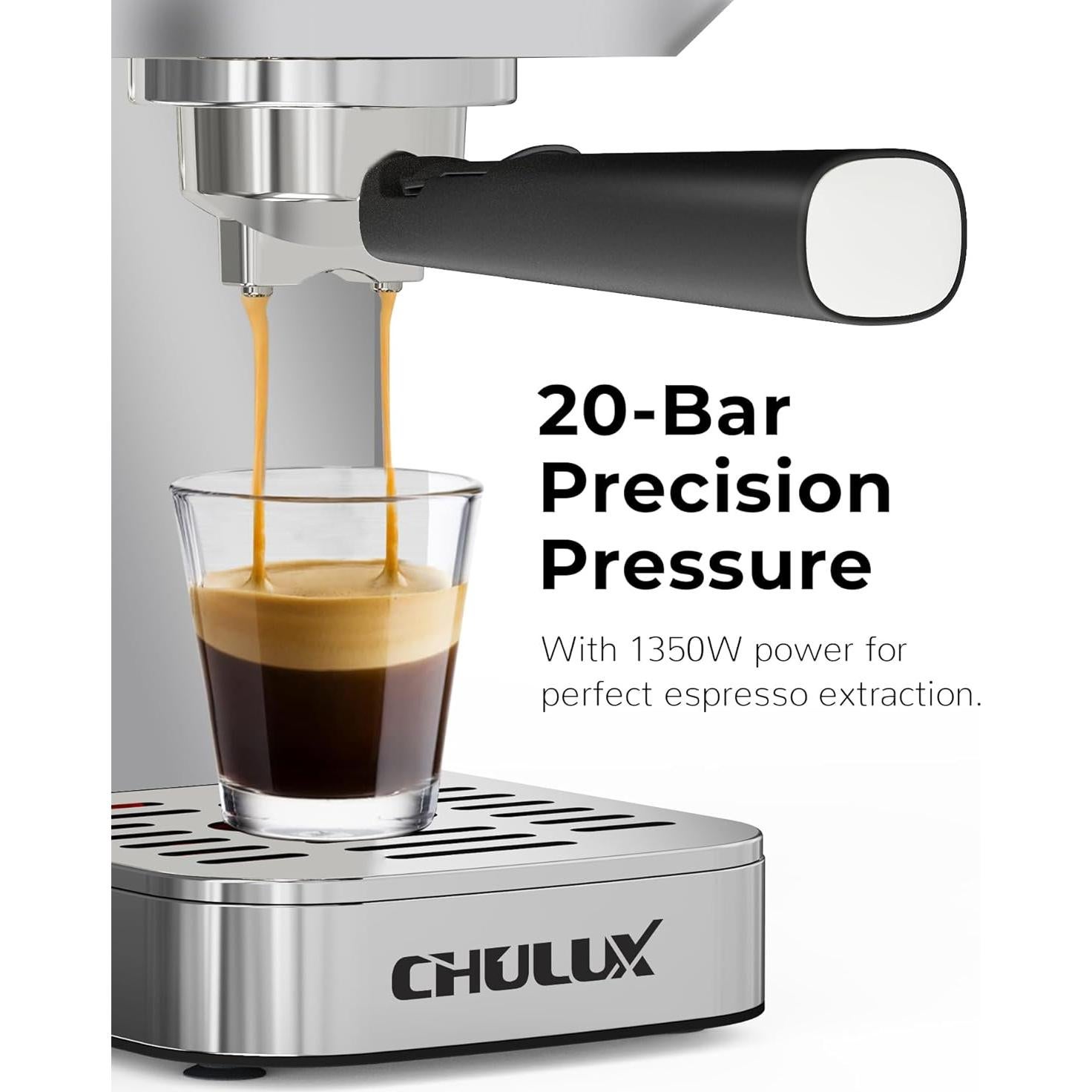 Máquina de Espresso Semi Automática CHULUX 20 Bar Acero Inoxidable