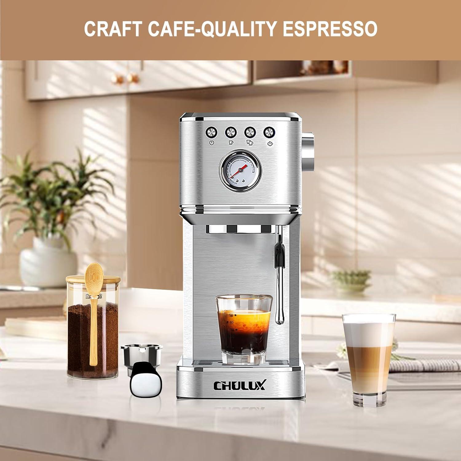 Máquina de Espresso Semi Automática CHULUX 20 Bar Acero Inoxidable
