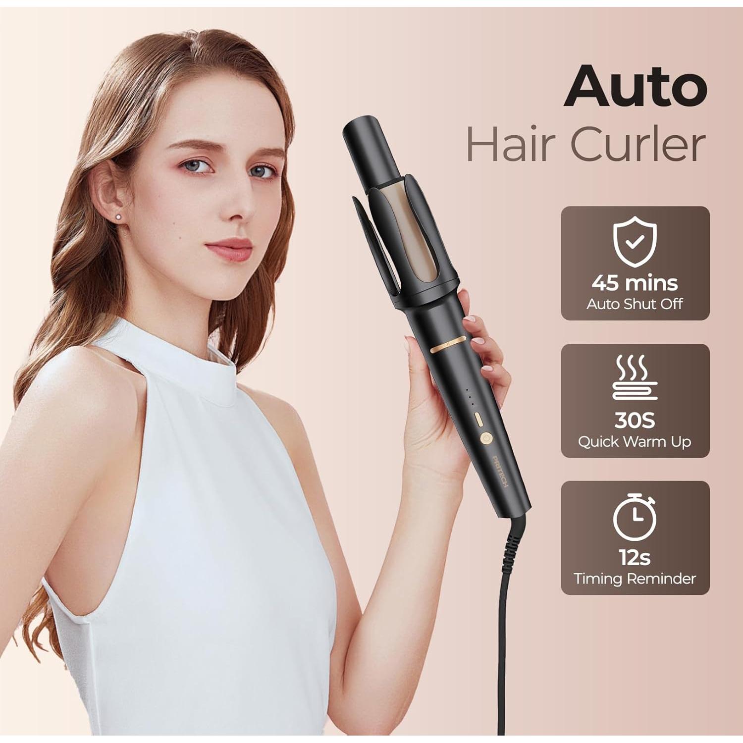 Rizador Automático de Cabello PRITECH 3 Temperaturas 1,25" Negro