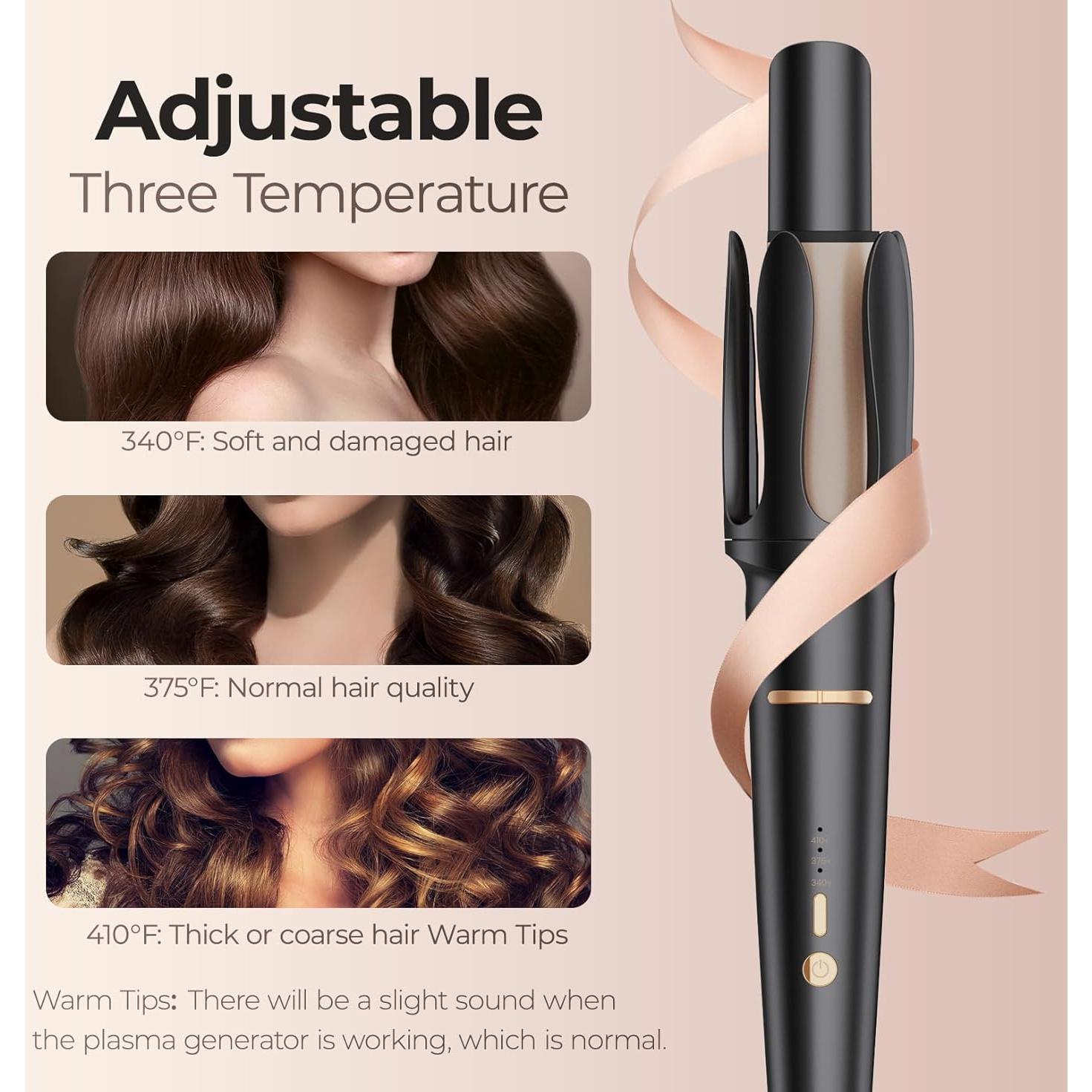 Rizador Automático de Cabello PRITECH 3 Temperaturas 1,25" Negro