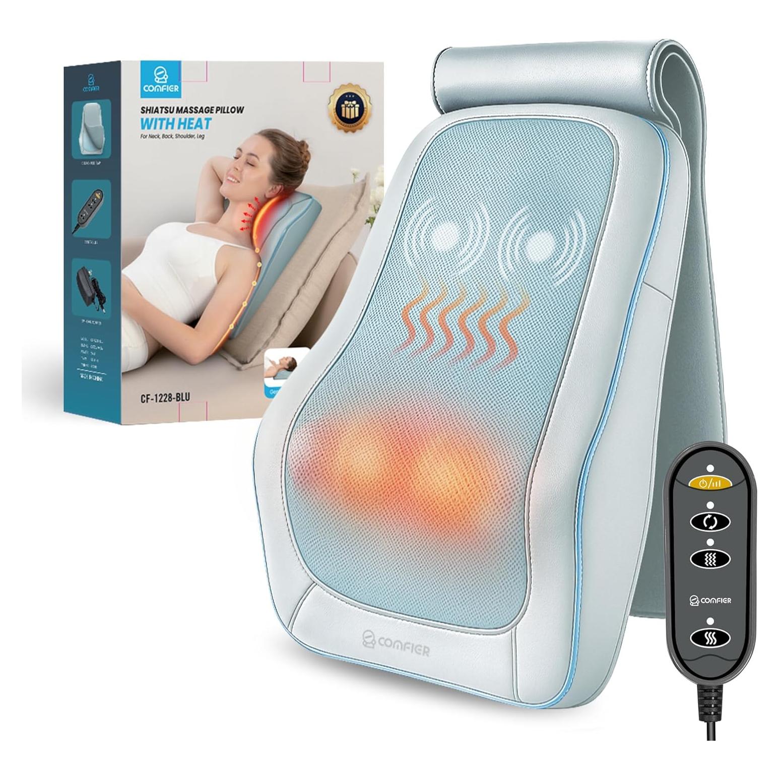Masajeador de Espalda Shiatsu Comfier CF-1228-BLU con Calor