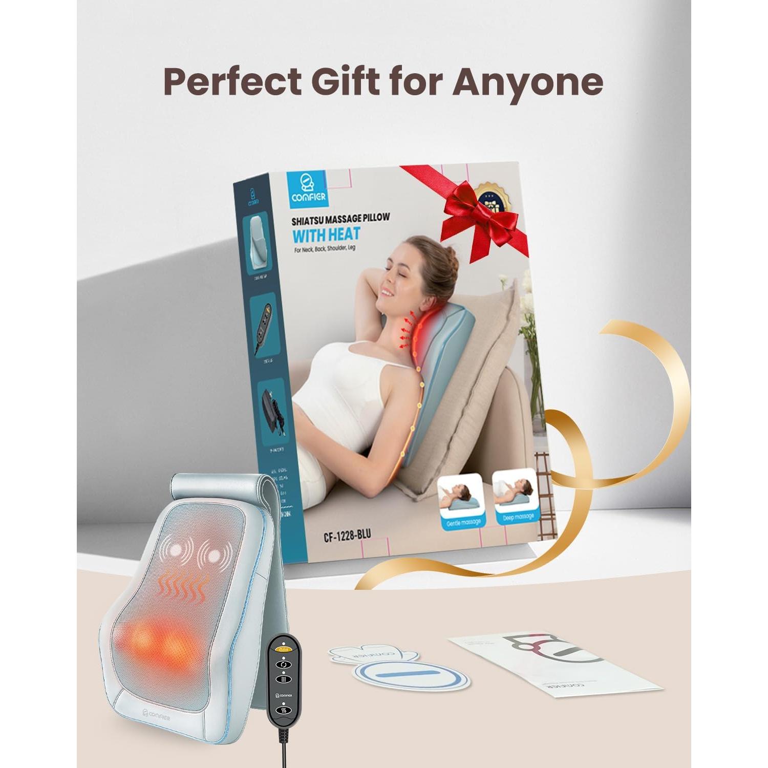 Masajeador de Espalda Shiatsu Comfier CF-1228-BLU con Calor
