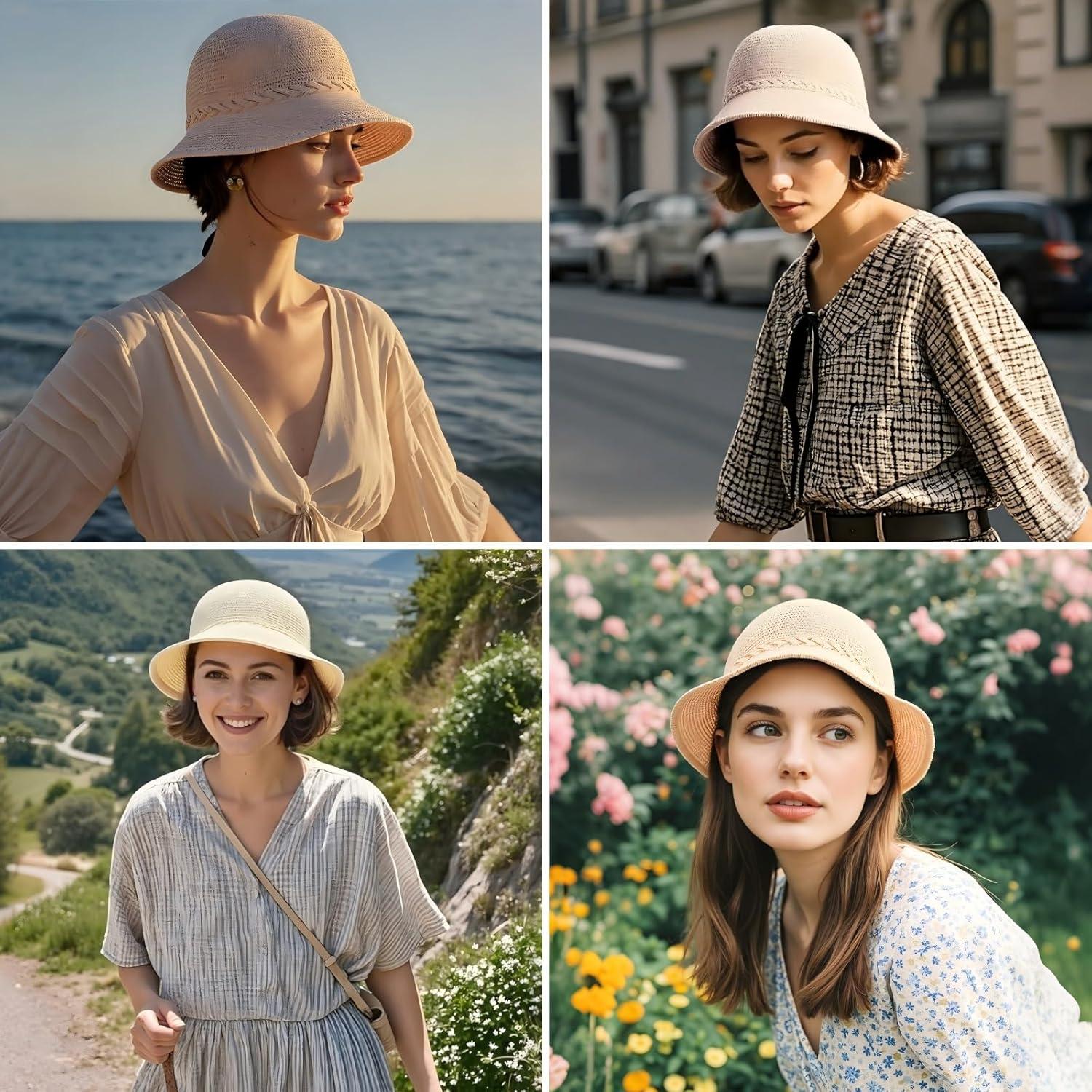 Sombrero de Cubo de Ganchillo EINSKEY para Mujeres - Paja Falsa UV