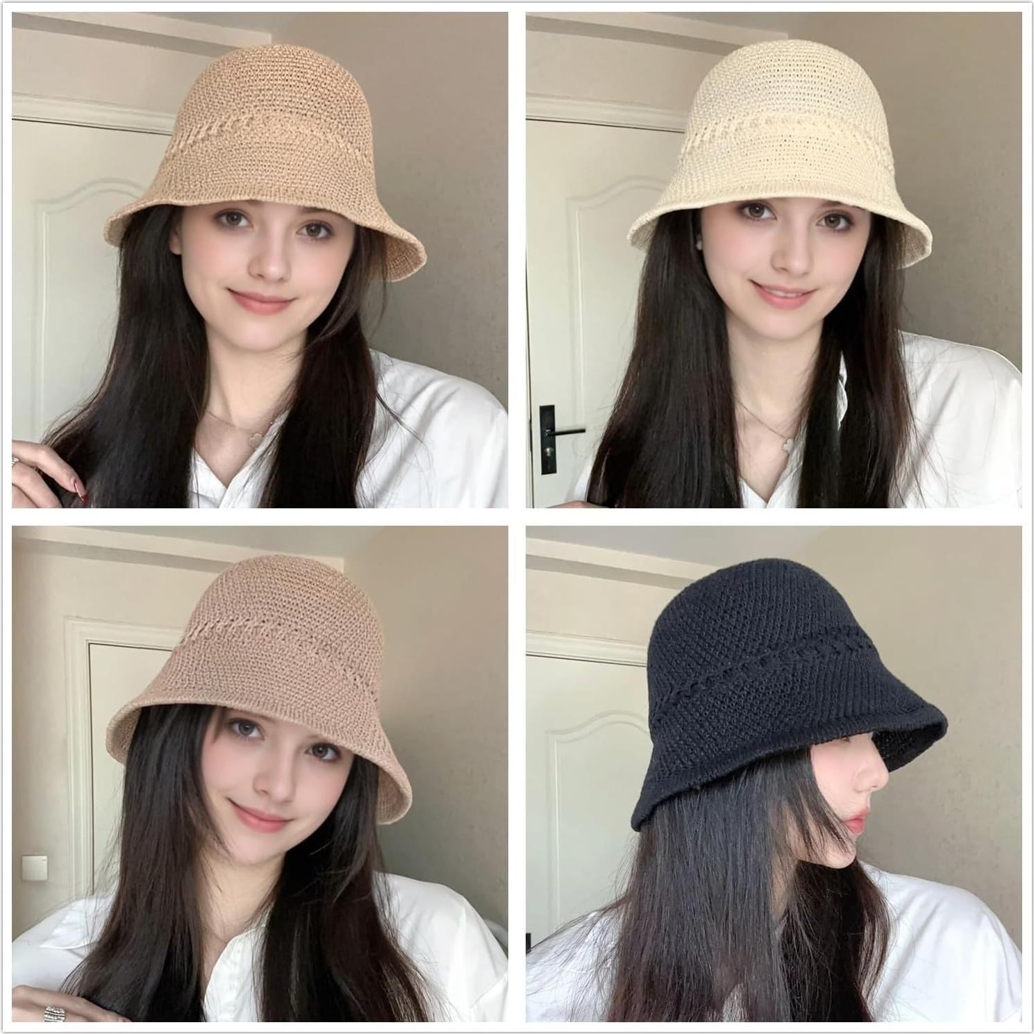 Sombrero de Cubo de Ganchillo EINSKEY para Mujeres - Paja Falsa UV