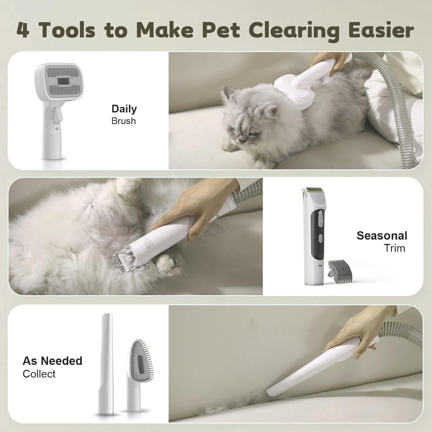 Kit de Aseo para Perros YOOHI con Aspiradora 12KPA 5 Herramientas