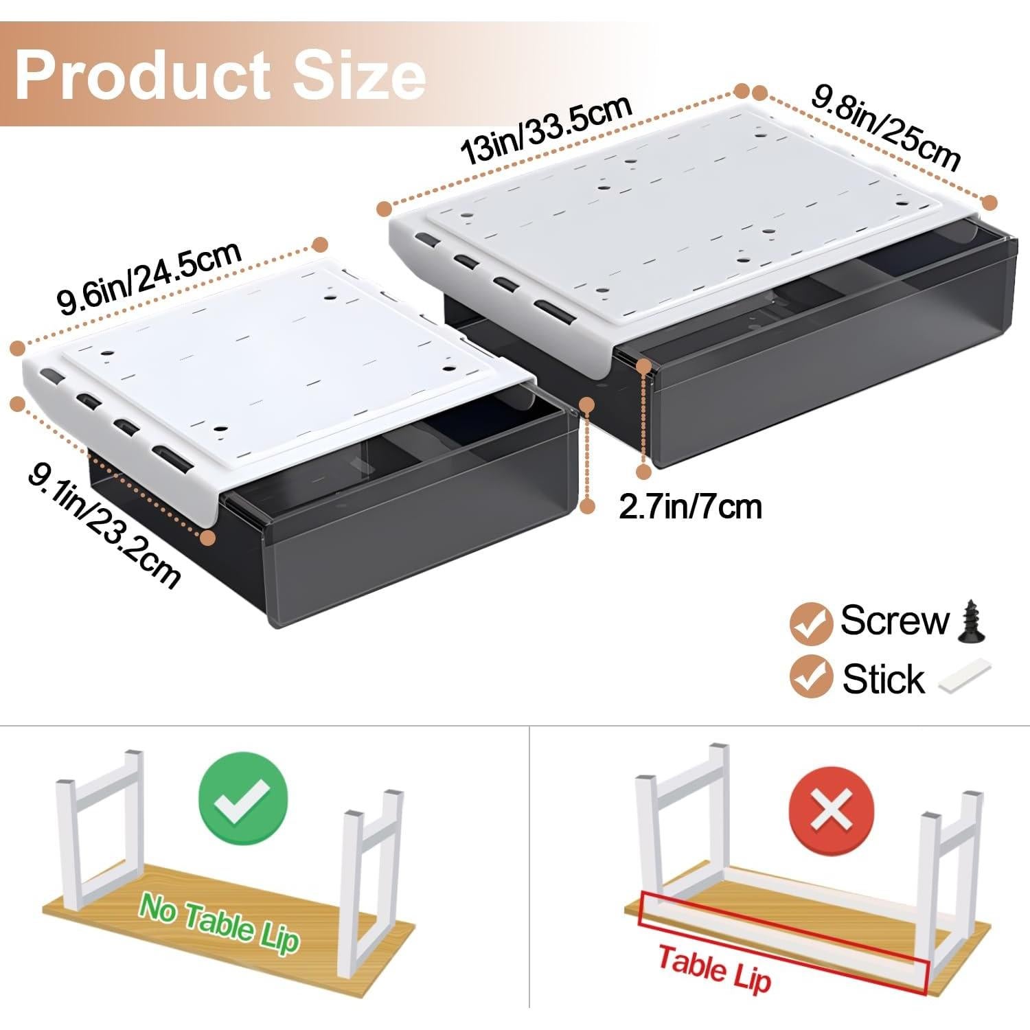 Organizador de Cajones Bajo Escritorio SVNNELP 2 Piezas