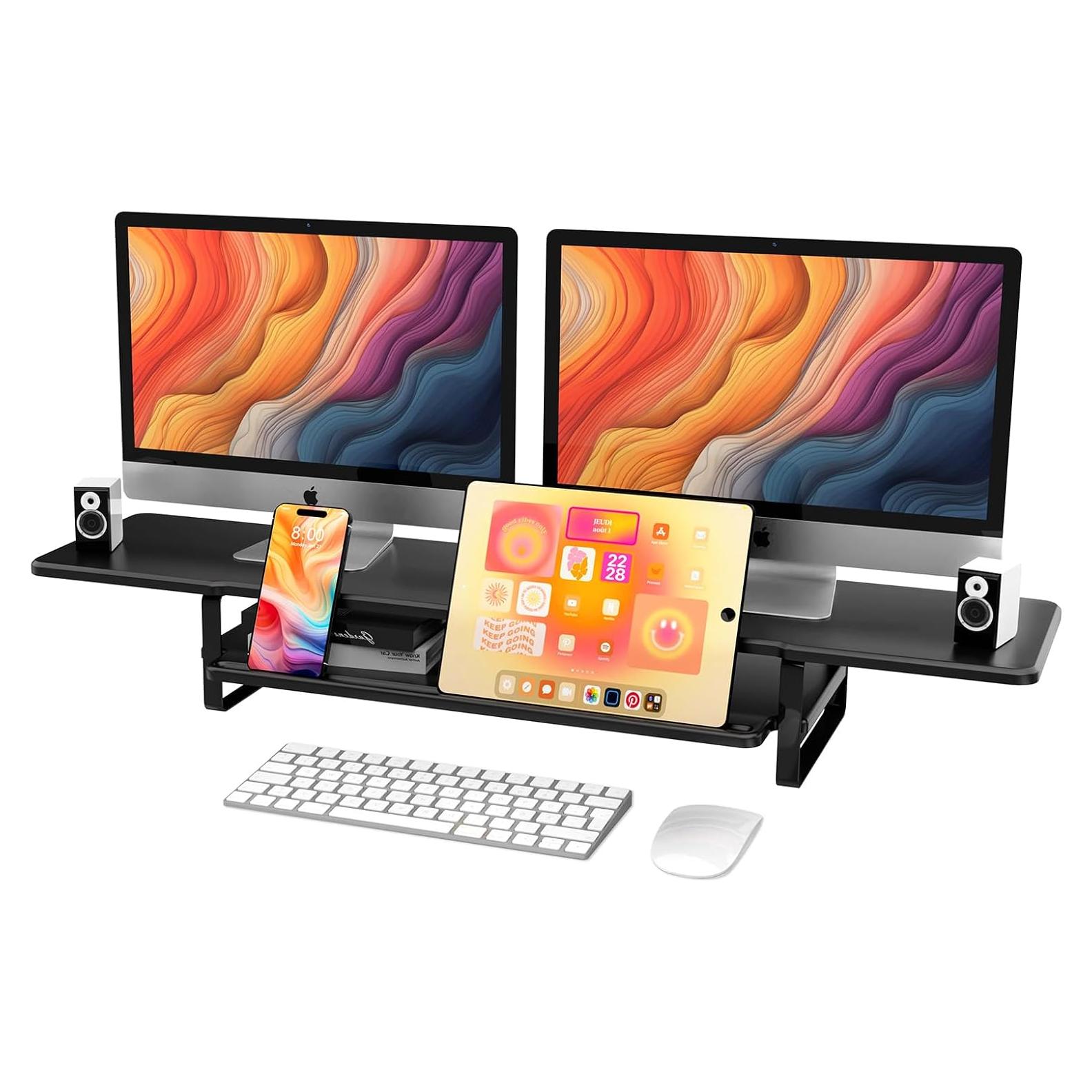 Soporte Doble Monitor ECO-WILL 2 Niveles Organizador Negro