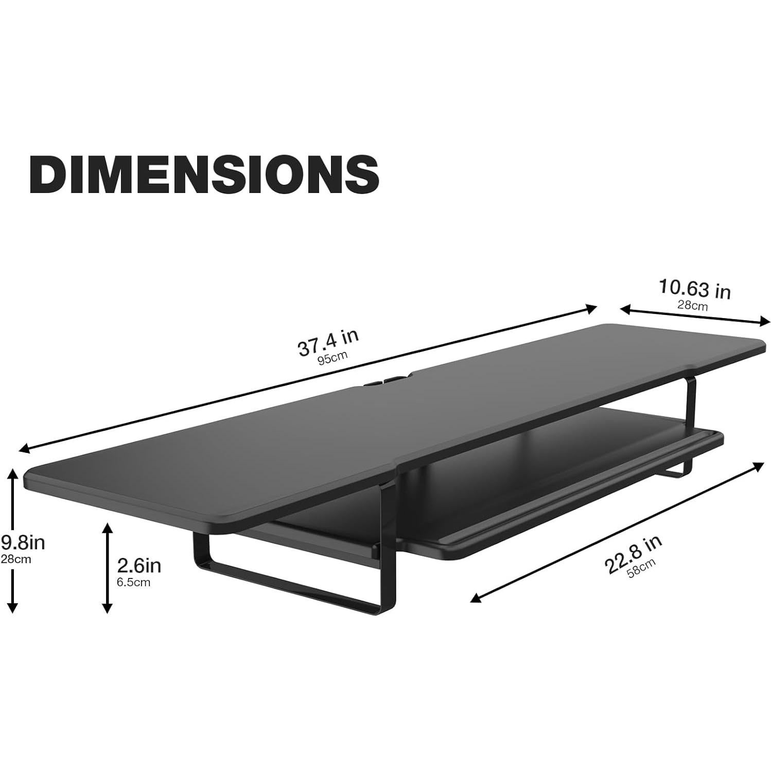 Soporte Doble Monitor ECO-WILL 2 Niveles Organizador Negro