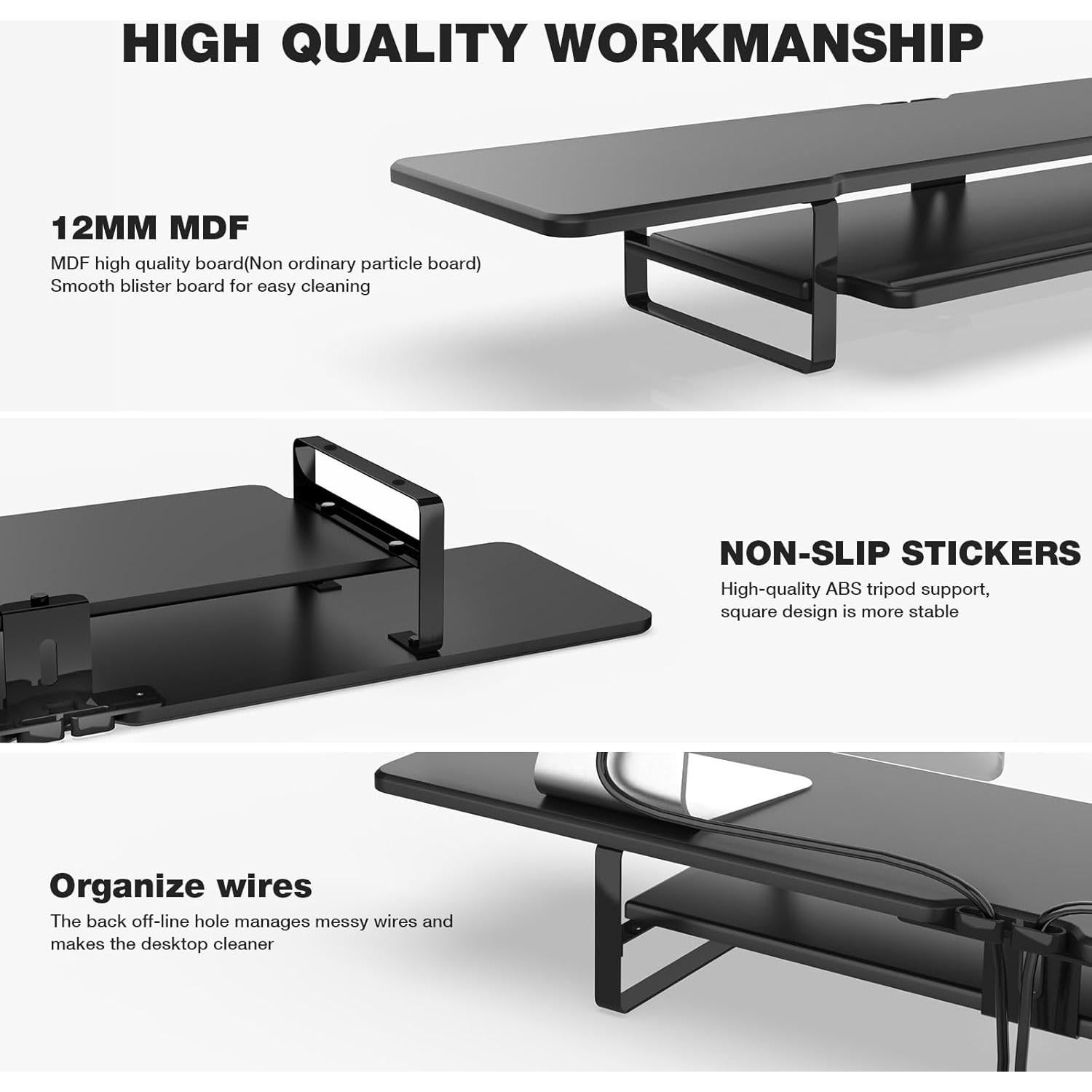 Soporte Doble Monitor ECO-WILL 2 Niveles Organizador Negro