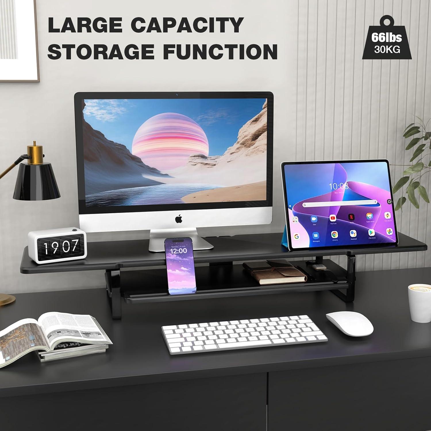 Soporte Doble Monitor ECO-WILL 2 Niveles Organizador Negro