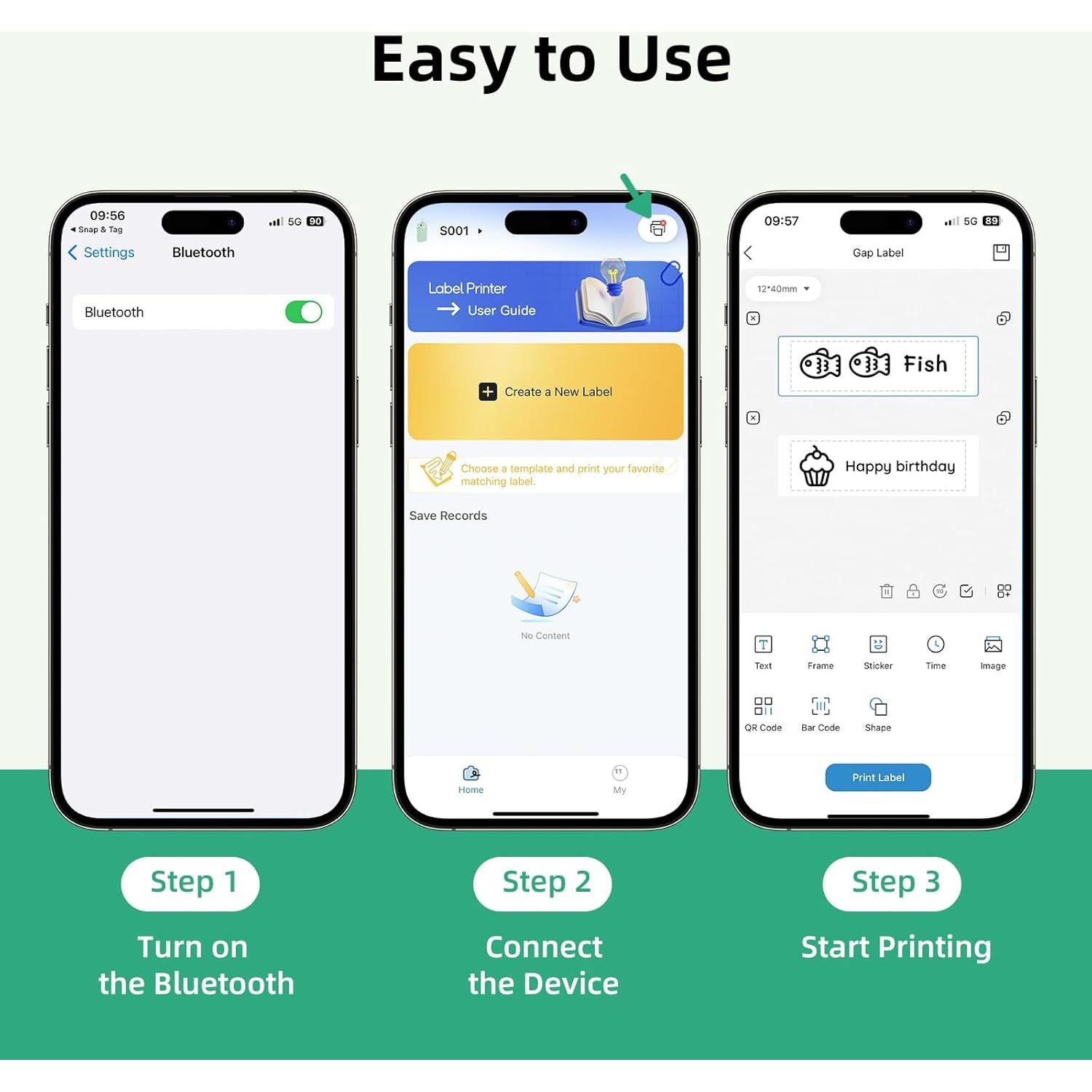 Impresora de Etiquetas ORGSTA S001 Bluetooth Portátil Verde