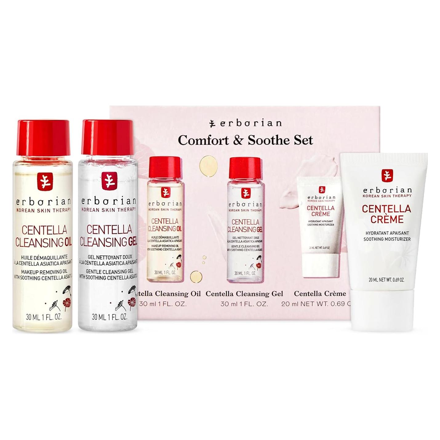 Kit de Viaje Erborian Centella - Aceite, Gel y Crema Hidratante