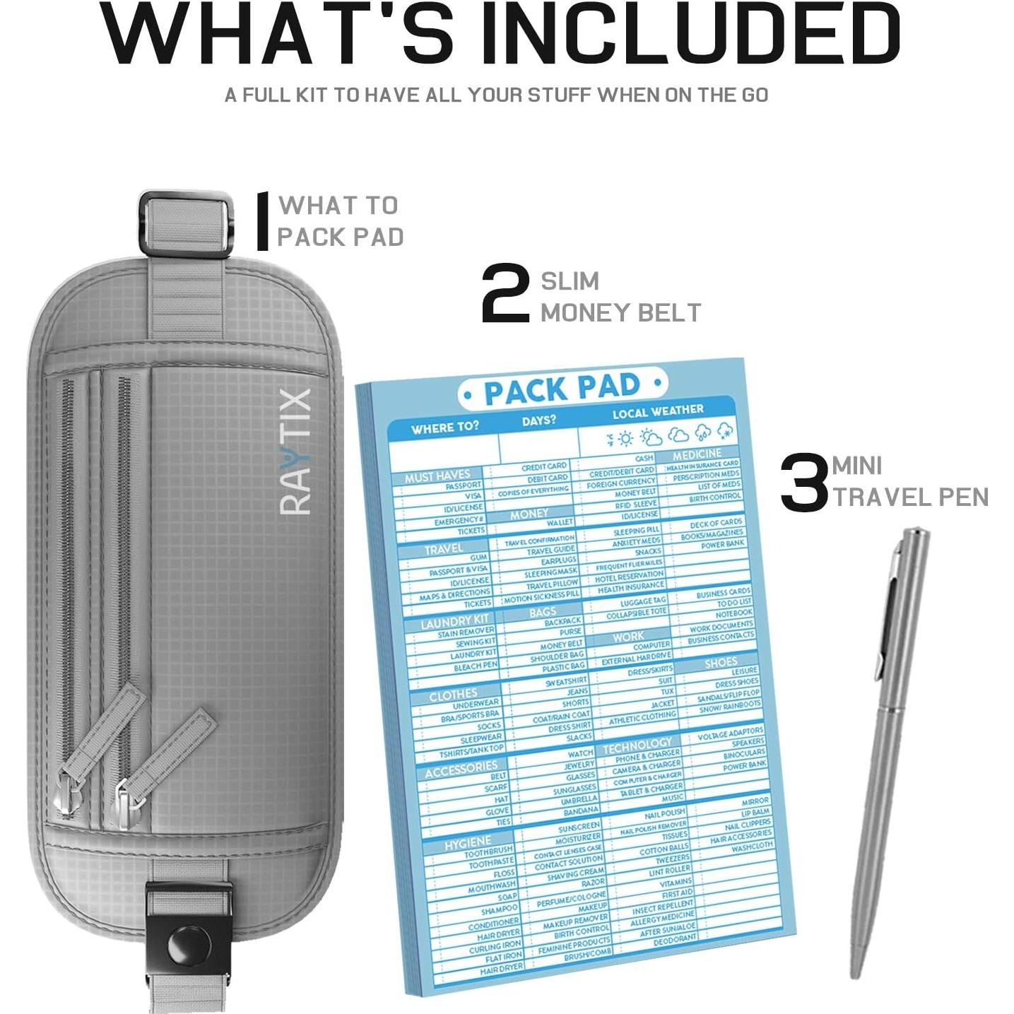 Cinturón de Dinero Rayix con Bloqueo RFID - Gris