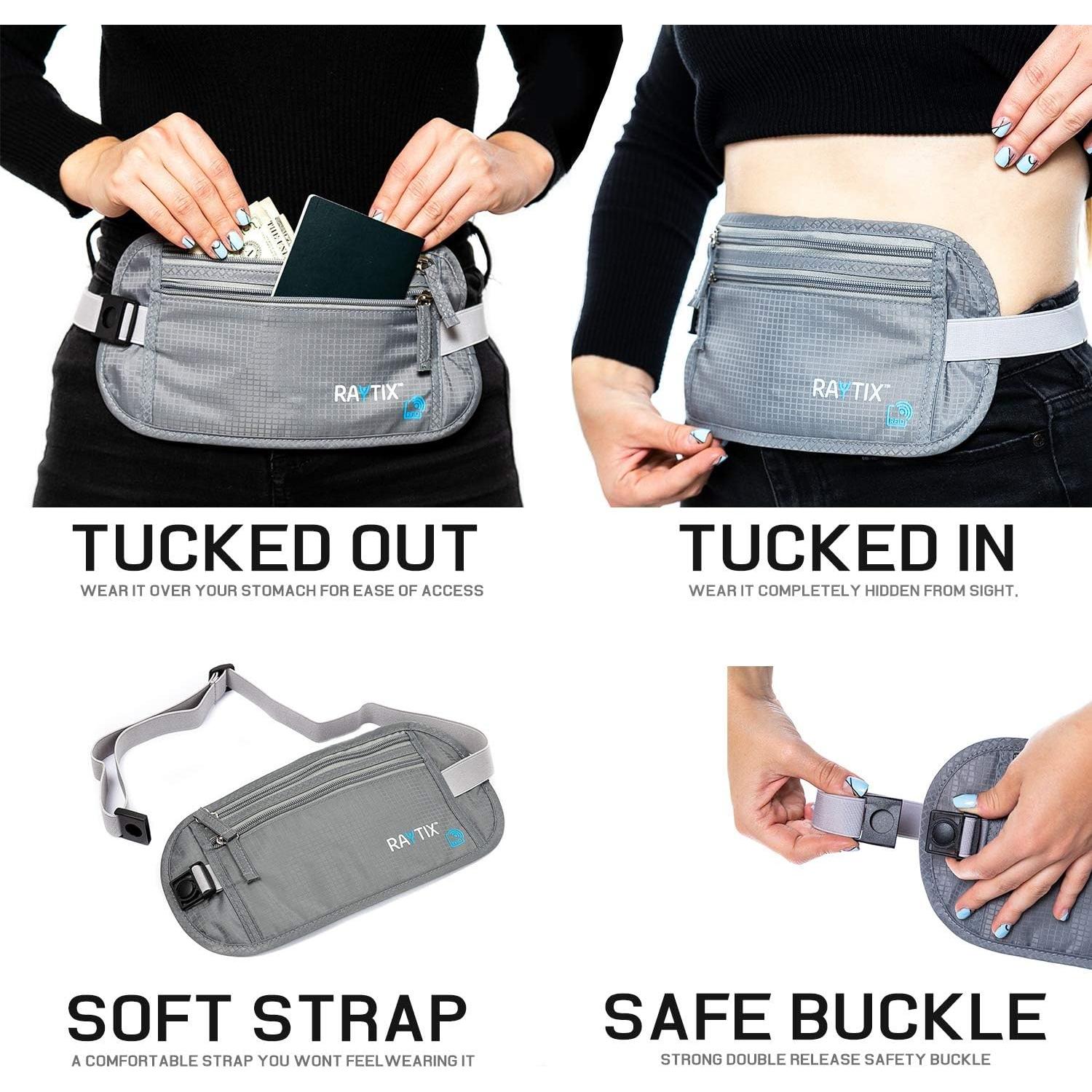 Cinturón de Dinero Rayix con Bloqueo RFID - Gris